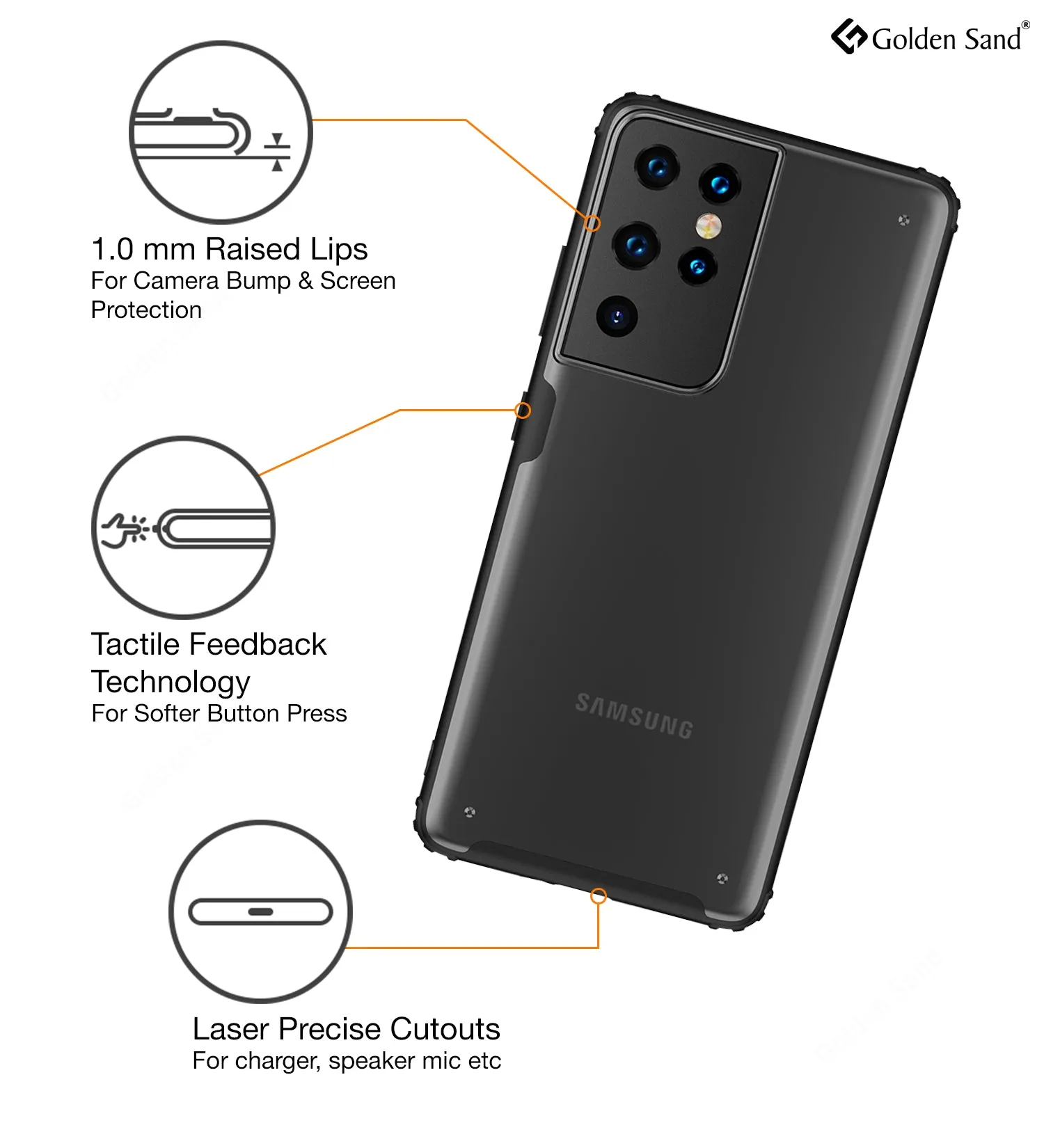 Rugged Frosted Semi Transparent PC Shock Proof Slim Back Cover for Samsung Galaxy S21 Ultra, 6.8 inch, Black