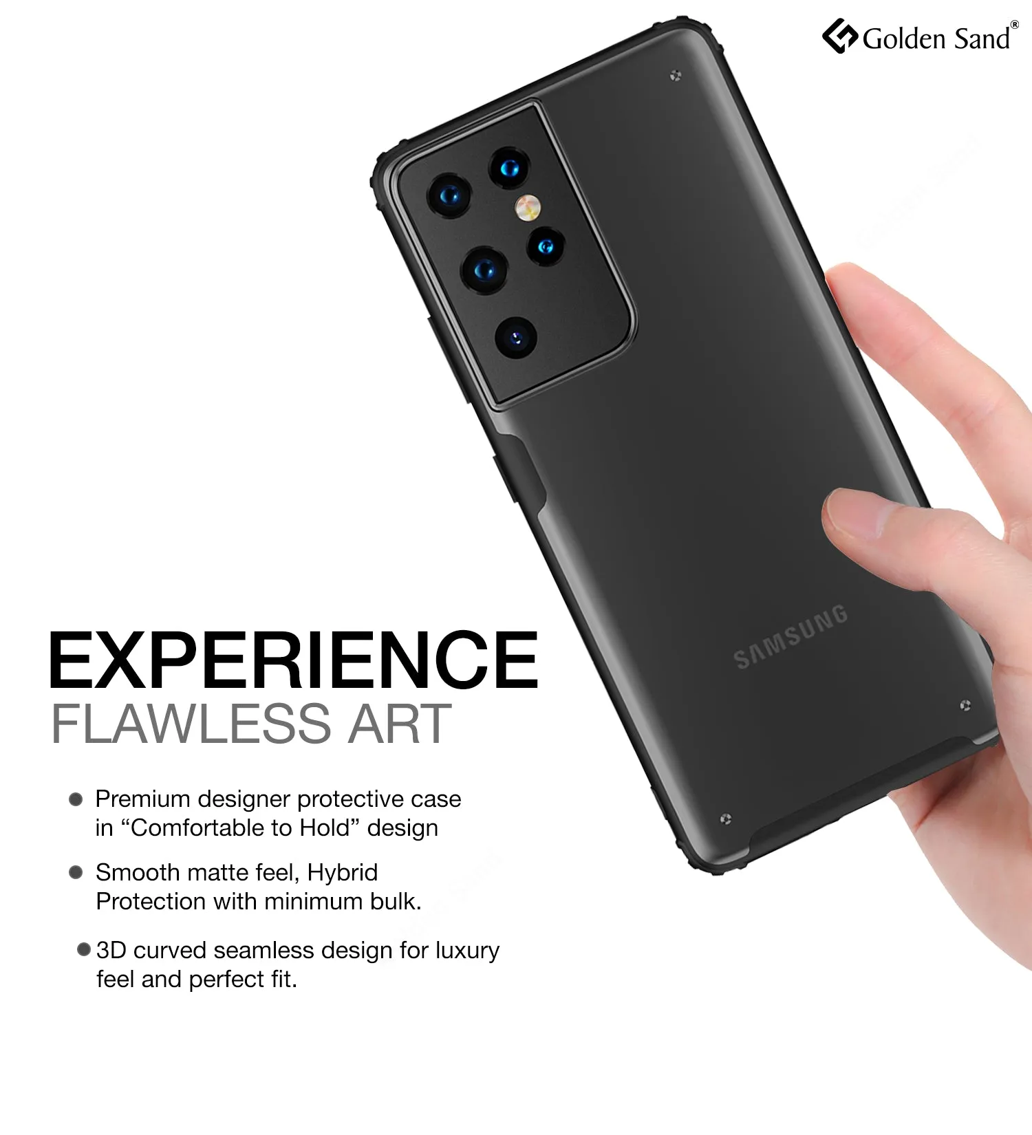 Rugged Frosted Semi Transparent PC Shock Proof Slim Back Cover for Samsung Galaxy S21 Ultra, 6.8 inch, Black