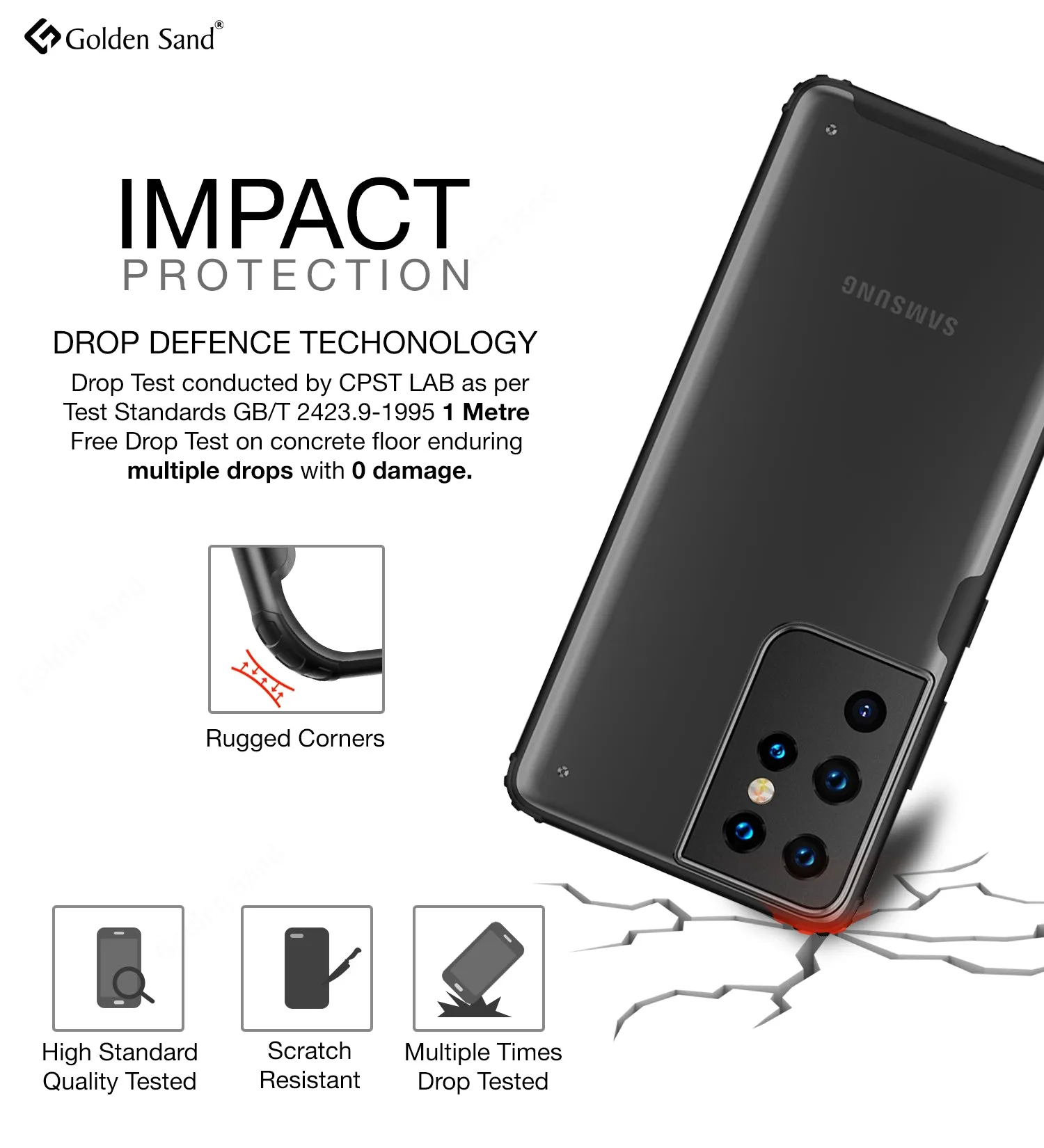 Rugged Frosted Semi Transparent PC Shock Proof Slim Back Cover for Samsung Galaxy S21 Ultra, 6.8 inch, Black