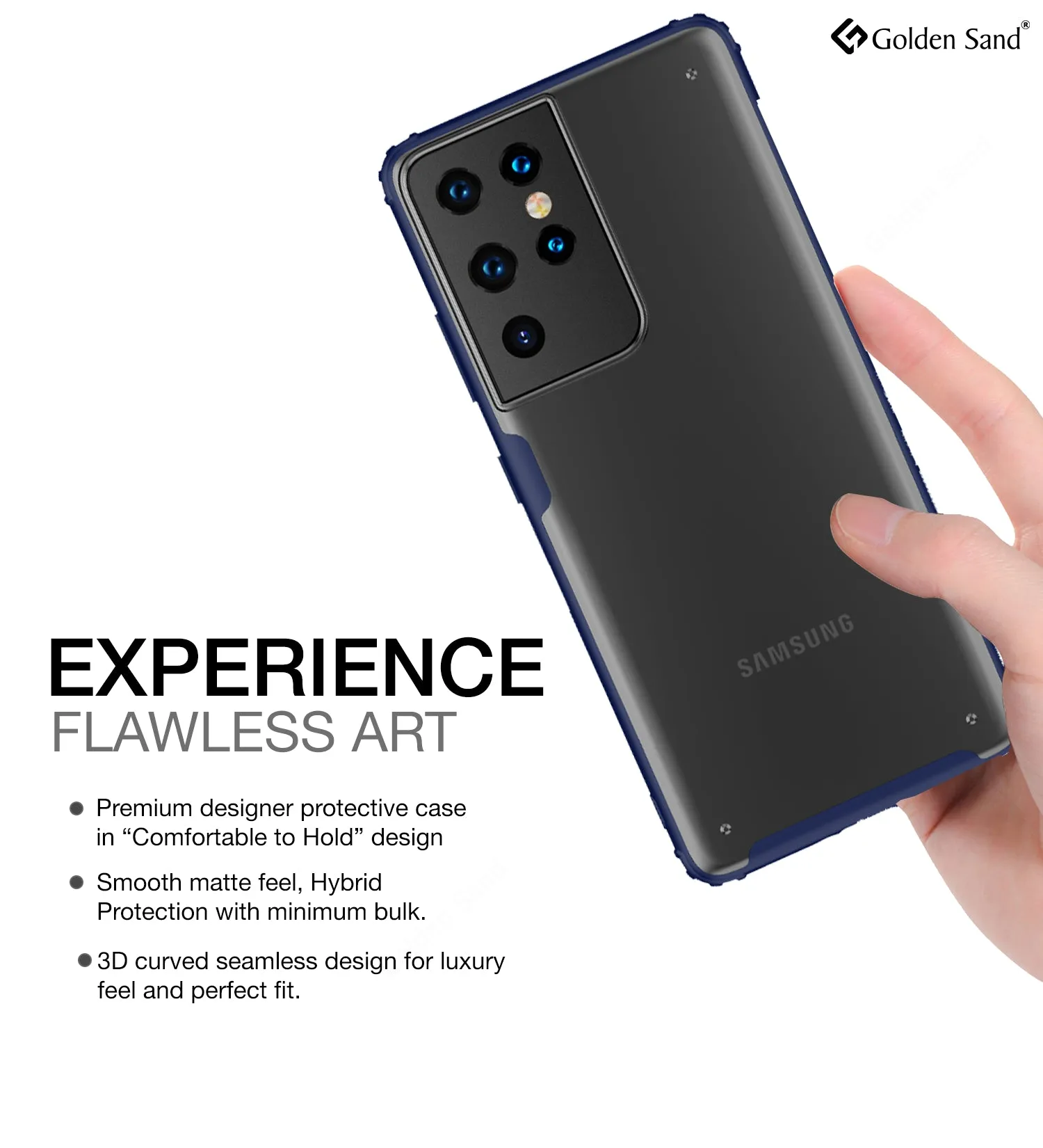 Rugged Frosted Semi Transparent PC Shock Proof Slim Back Cover for Samsung Galaxy S21 Ultra, 6.8 inch, Blue