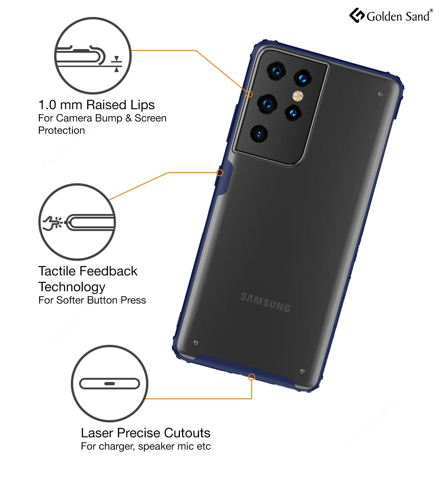 Rugged Frosted Semi Transparent PC Shock Proof Slim Back Cover for Samsung Galaxy S21 Ultra, 6.8 inch, Blue