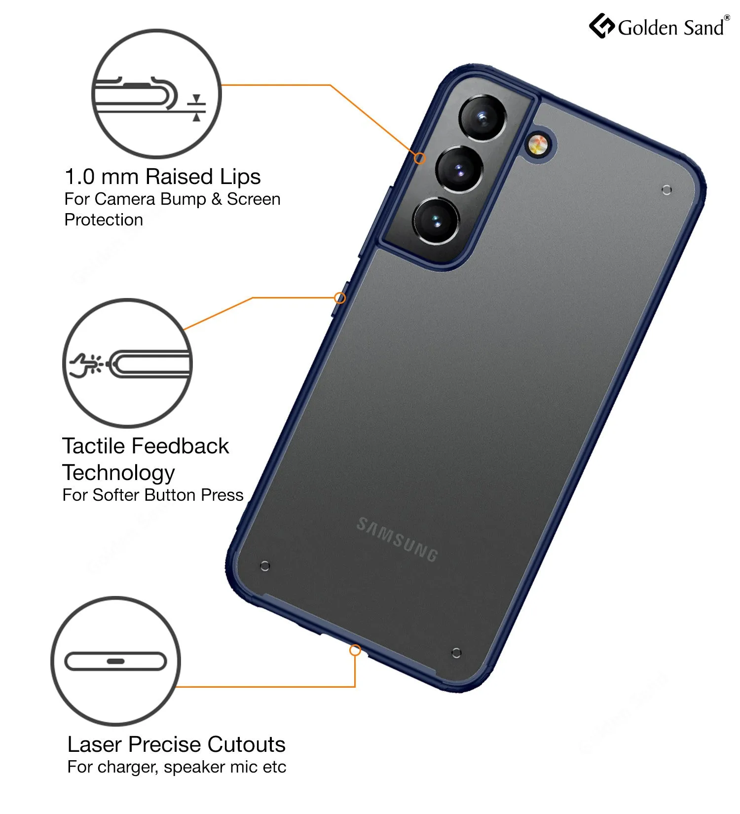 Rugged Frosted Semi Transparent PC Shock Proof Slim Back Cover for Samsung Galaxy S22  Plus 5G, 6.6 inch, Blue