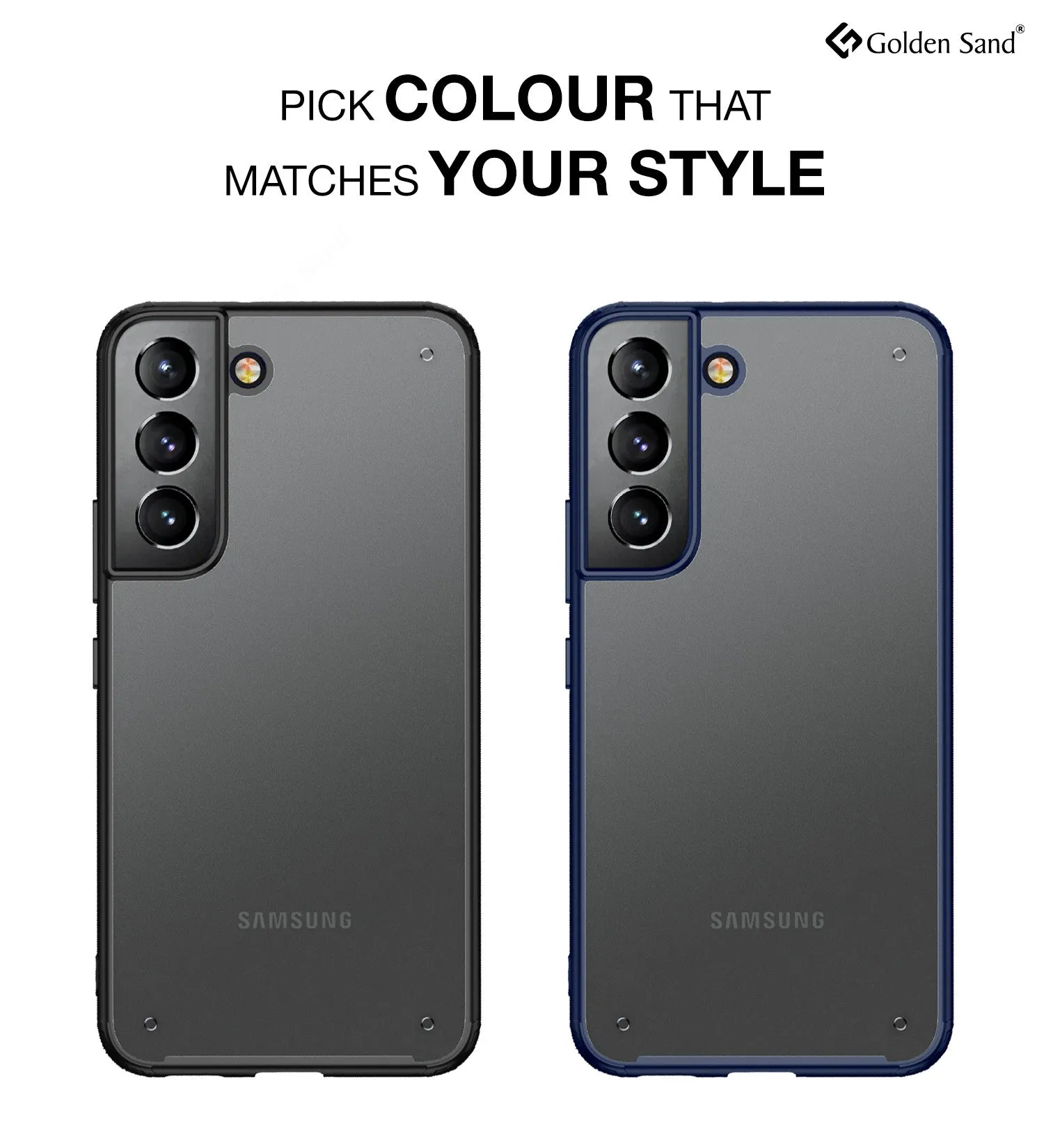 Rugged Frosted Semi Transparent PC Shock Proof Slim Back Cover for Samsung Galaxy S22  Plus 5G, 6.6 inch, Blue