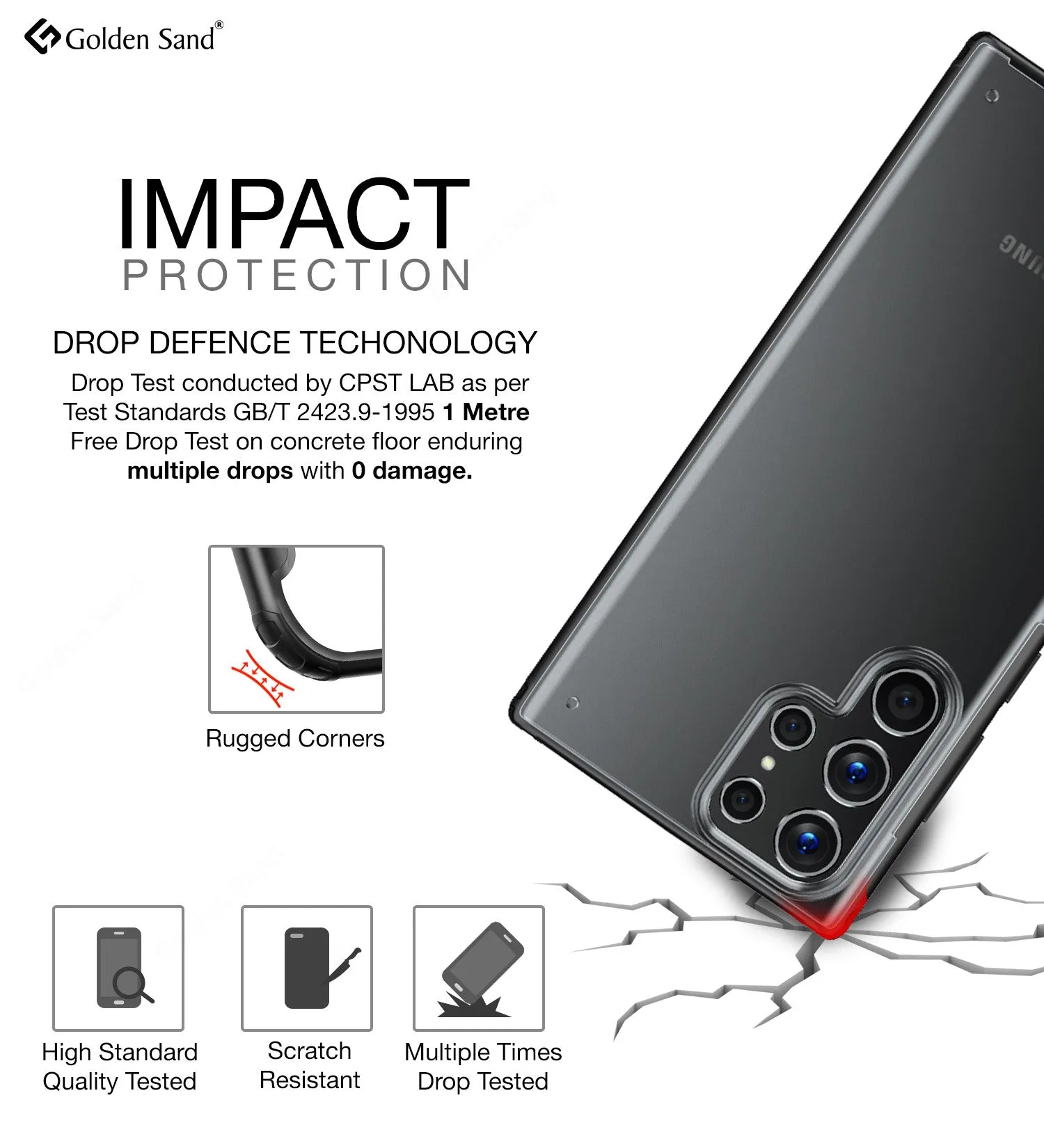 Rugged Frosted Semi Transparent PC Shock Proof Slim Back Cover for Samsung Galaxy S22 Ultra 5G, 6.8 inch, Black