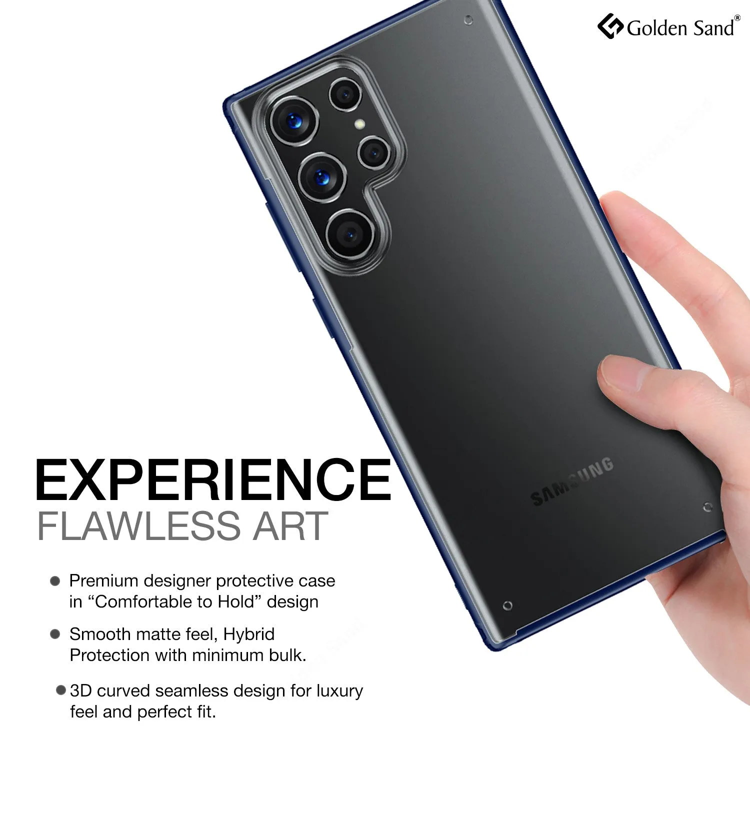 Rugged Frosted Semi Transparent PC Shock Proof Slim Back Cover for Samsung Galaxy S22 Ultra 5G, 6.8 inch, Blue