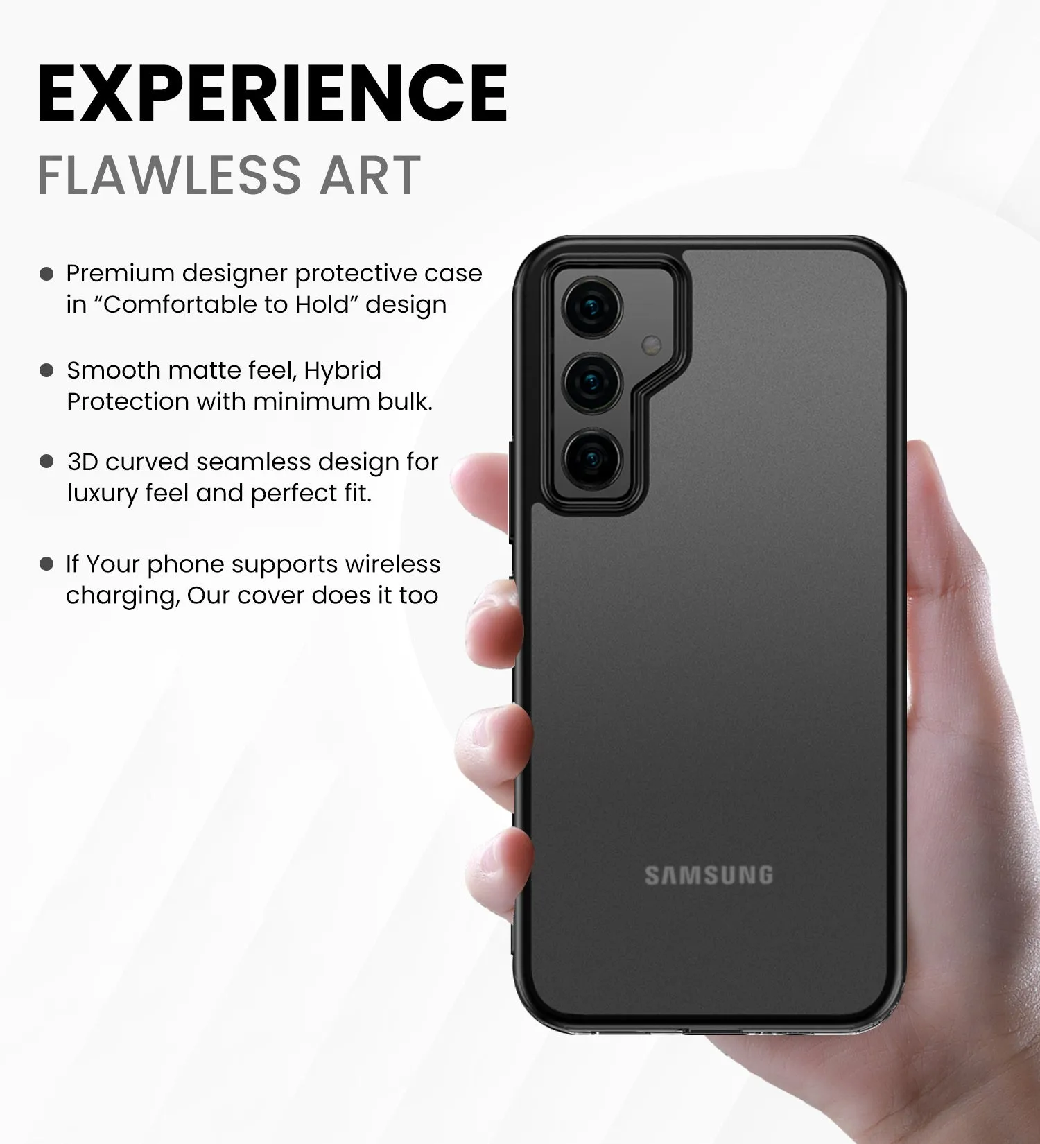 Rugged Frosted Semi Transparent PC Shock Proof Slim Back Cover for Samsung Galaxy S23 FE 5G, 6.4 inch, Black
