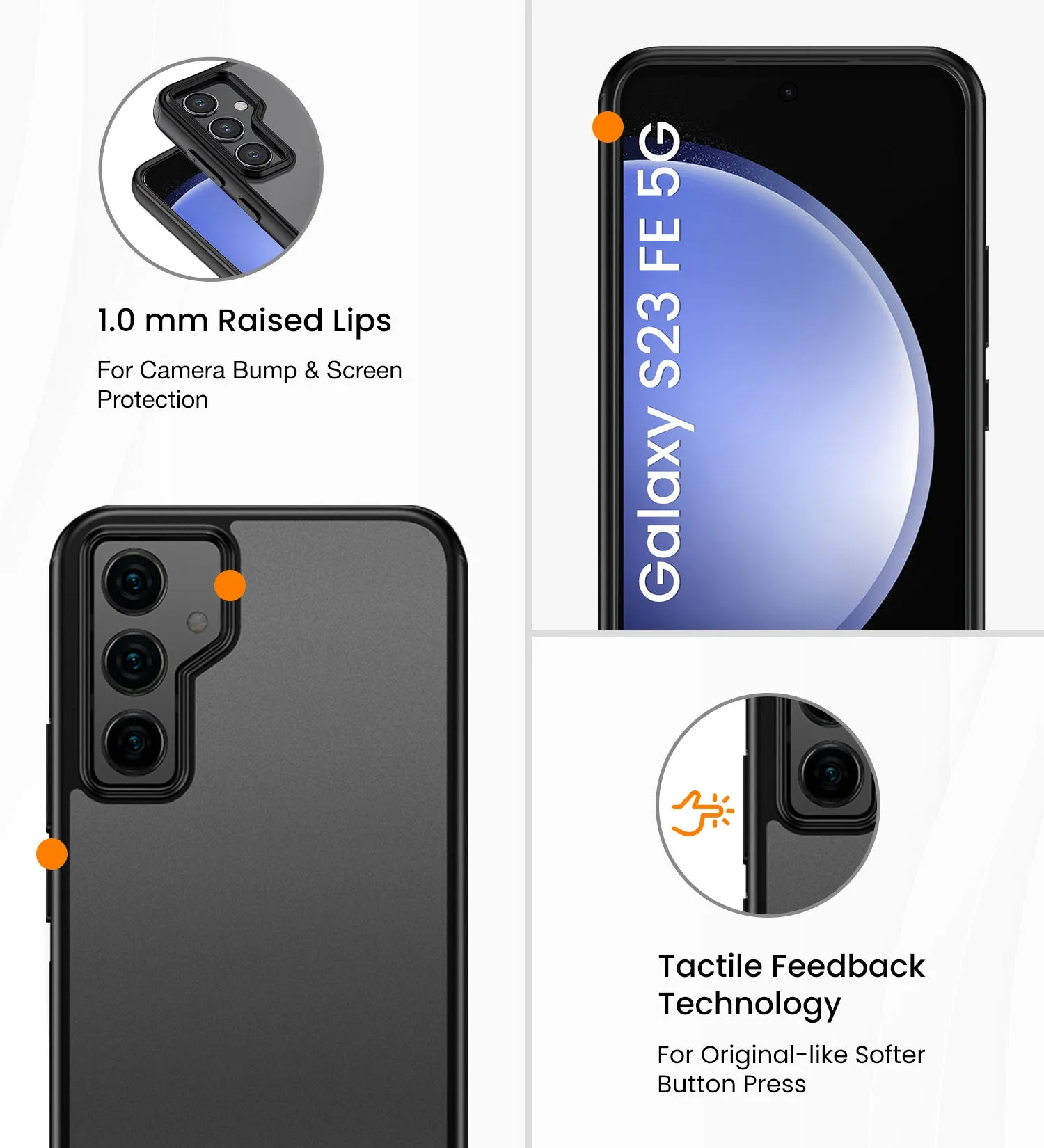 Rugged Frosted Semi Transparent PC Shock Proof Slim Back Cover for Samsung Galaxy S23 FE 5G, 6.4 inch, Black