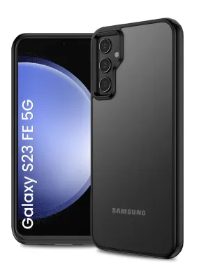 Rugged Frosted Semi Transparent PC Shock Proof Slim Back Cover for Samsung Galaxy S23 FE 5G, 6.4 inch, Black