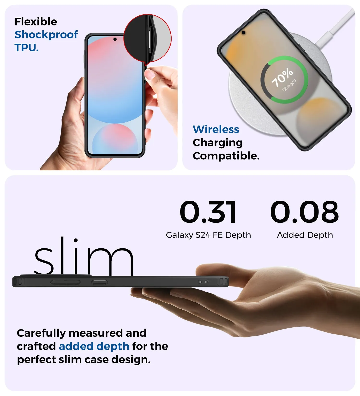Rugged Frosted Semi Transparent PC Shock Proof Slim Back Cover for Samsung Galaxy S24 FE 5G, 6.7 inch, Black