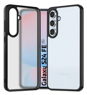 Rugged Frosted Semi Transparent PC Shock Proof Slim Back Cover for Samsung Galaxy S24 FE 5G, 6.7 inch, Black