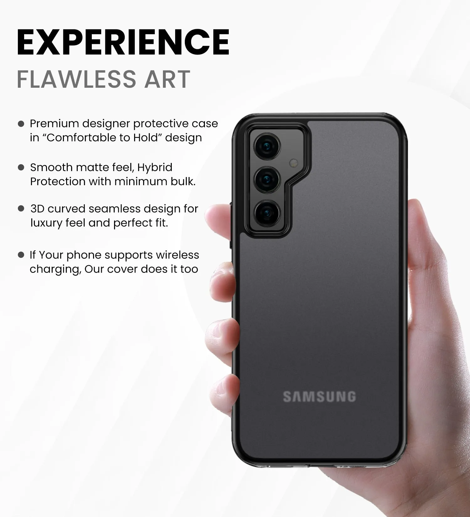 Rugged Frosted Semi Transparent PC Shock Proof Slim Back Cover for Samsung Galaxy S24  Plus 5G, 6.7 inch, Black