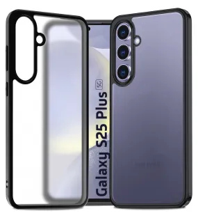 Rugged Frosted Semi Transparent PC Shock Proof Slim Back Cover for Samsung Galaxy S25 Plus 5G, 6.7 inch, Black