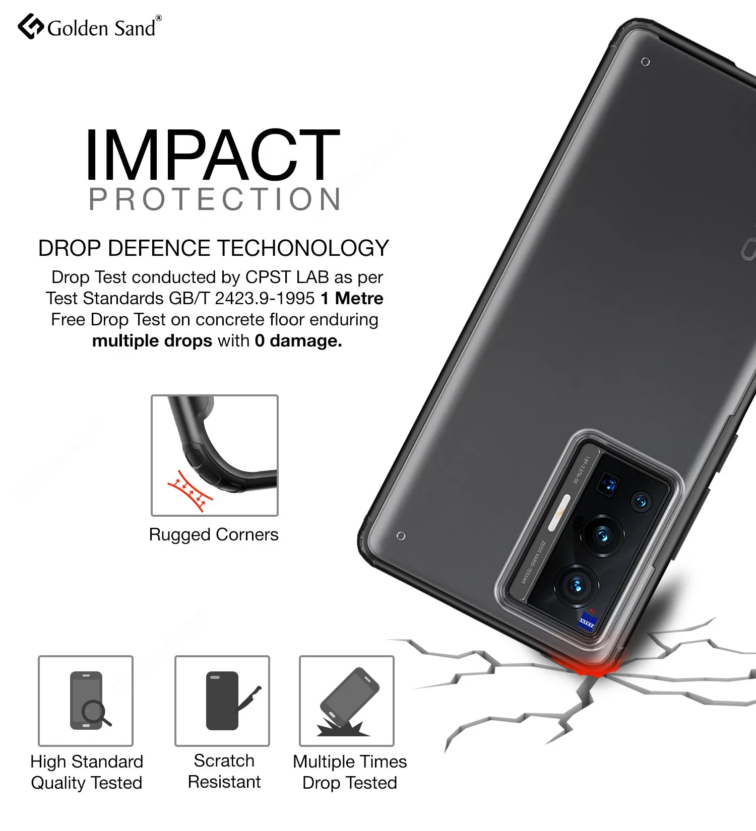 Rugged Frosted Semi Transparent PC Shock Proof Slim Back Cover for Vivo X70 Pro [Not for Vivo X70 Pro Plus], 6.56 inch, Black