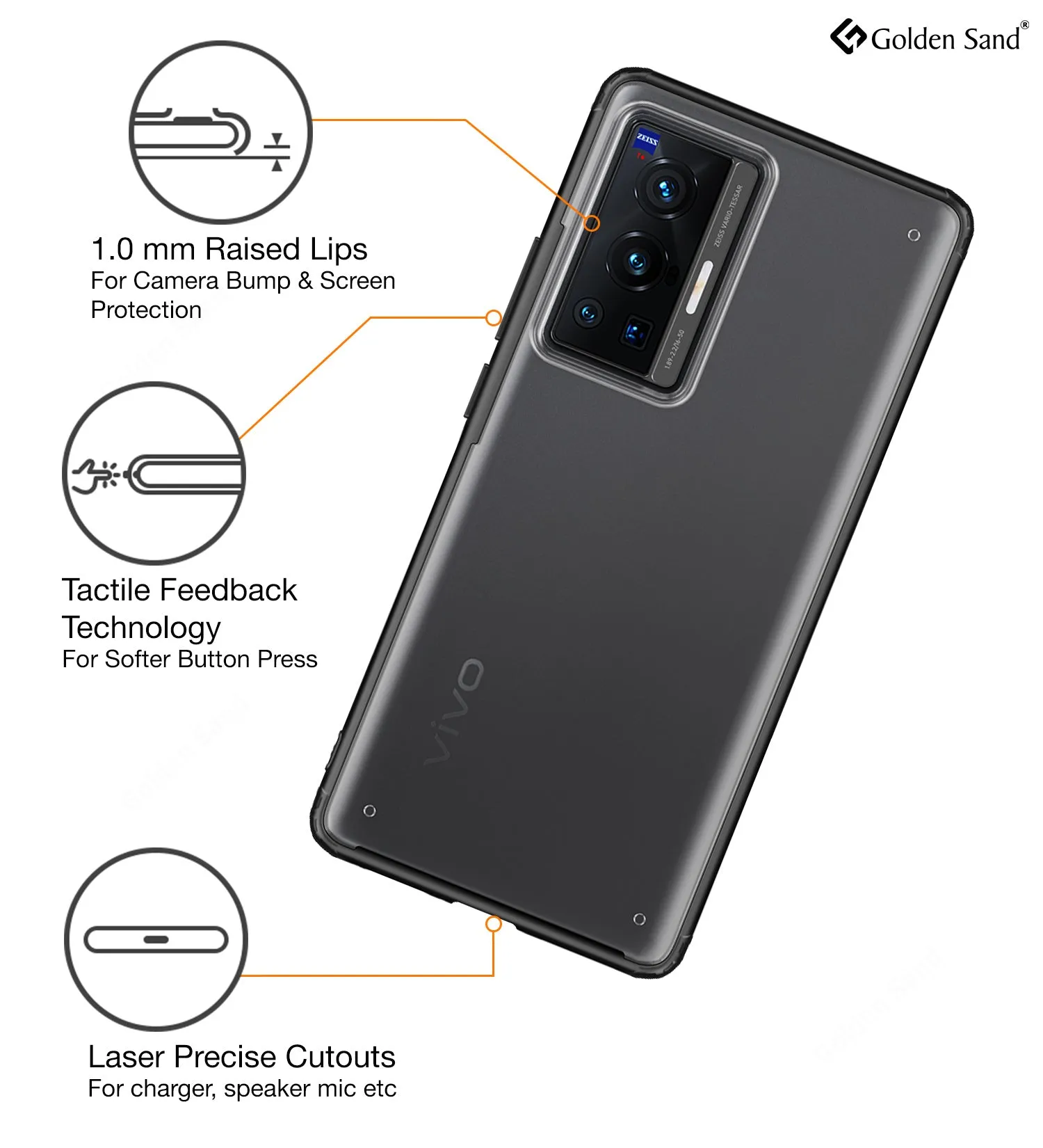 Rugged Frosted Semi Transparent PC Shock Proof Slim Back Cover for Vivo X70 Pro [Not for Vivo X70 Pro Plus], 6.56 inch, Black