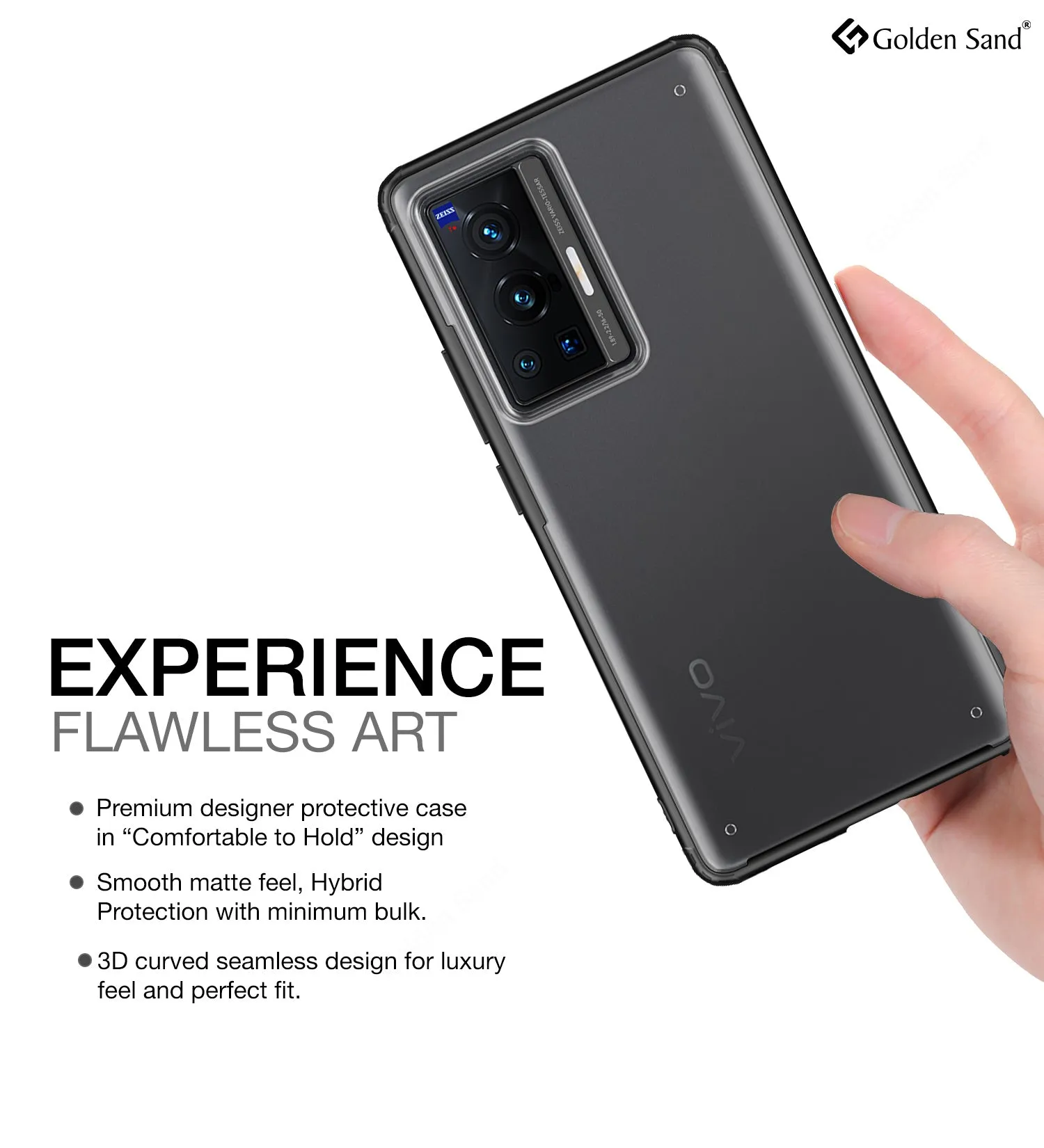 Rugged Frosted Semi Transparent PC Shock Proof Slim Back Cover for Vivo X70 Pro [Not for Vivo X70 Pro Plus], 6.56 inch, Black