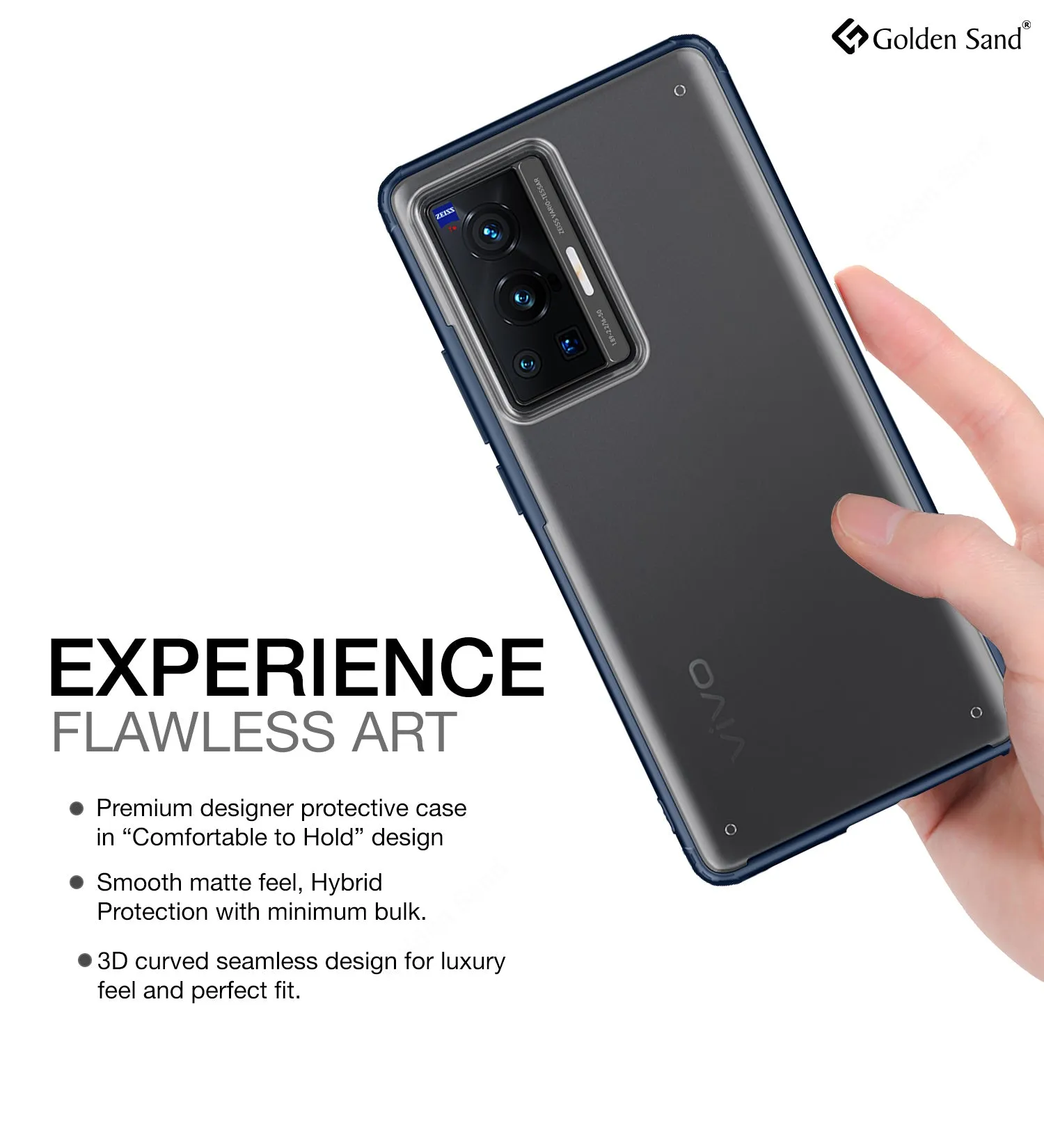 Rugged Frosted Semi Transparent PC Shock Proof Slim Back Cover for Vivo X70 Pro [Not for Vivo X70 Pro Plus], 6.56 inch, Blue