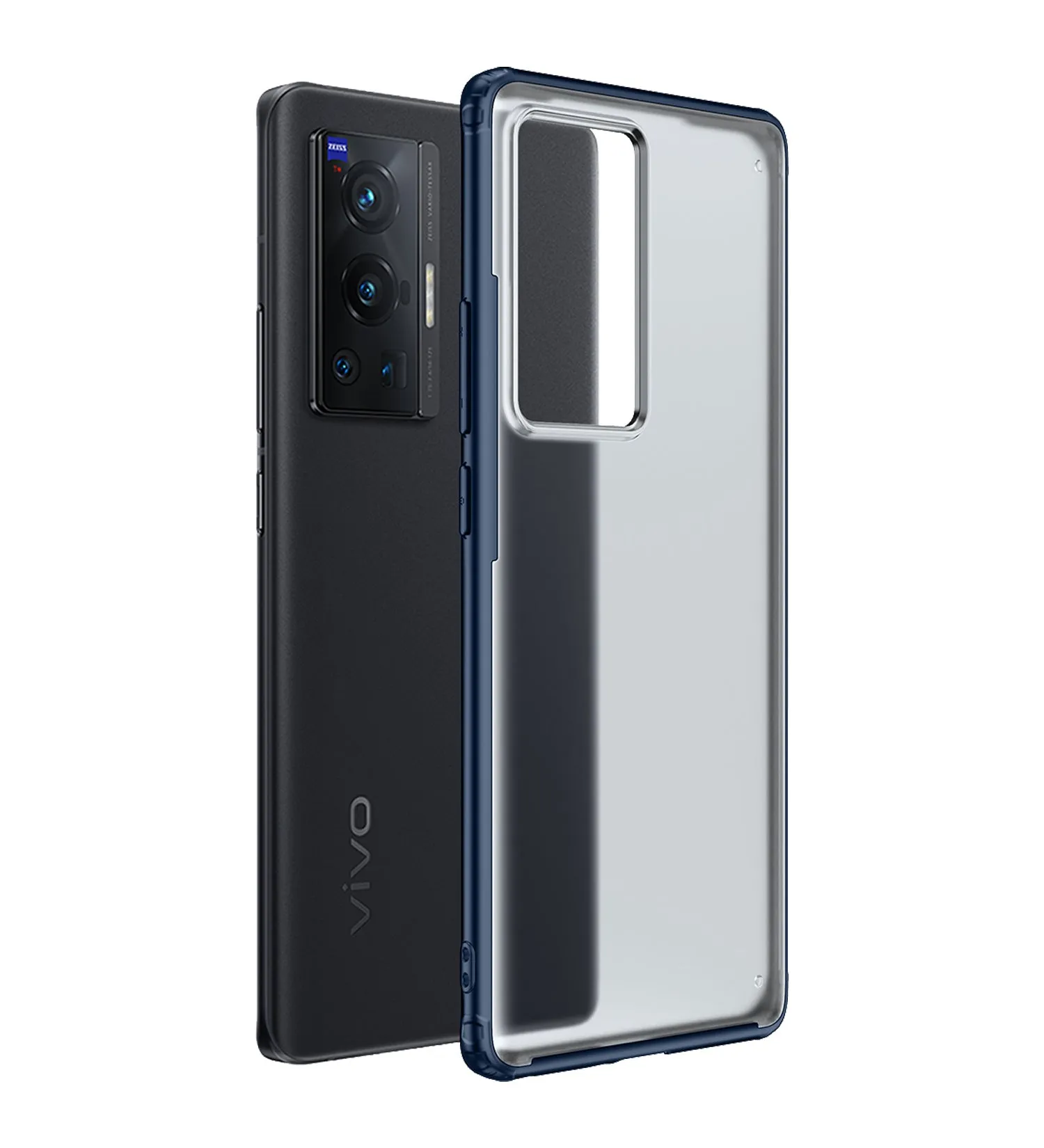 Rugged Frosted Semi Transparent PC Shock Proof Slim Back Cover for Vivo X70 Pro [Not for Vivo X70 Pro Plus], 6.56 inch, Blue