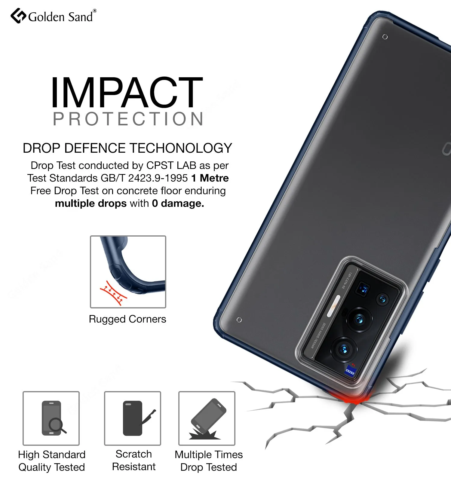 Rugged Frosted Semi Transparent PC Shock Proof Slim Back Cover for Vivo X70 Pro [Not for Vivo X70 Pro Plus], 6.56 inch, Blue