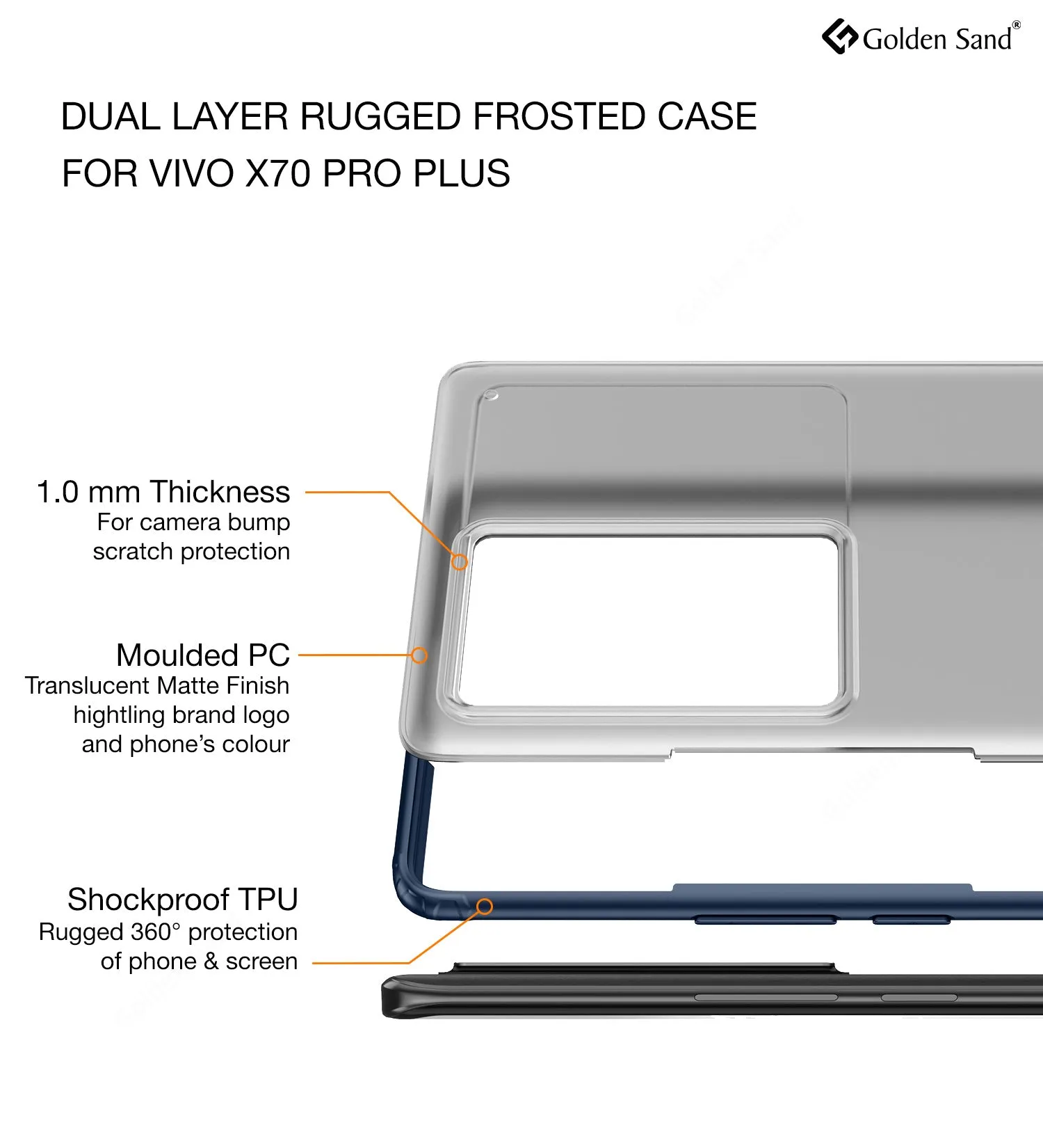 Rugged Frosted Semi Transparent PC Shock Proof Slim Back Cover for Vivo X70 Pro Plus, Vivo X70 Pro  [Not for Vivo X70 Pro], 6.78 inch, Blue
