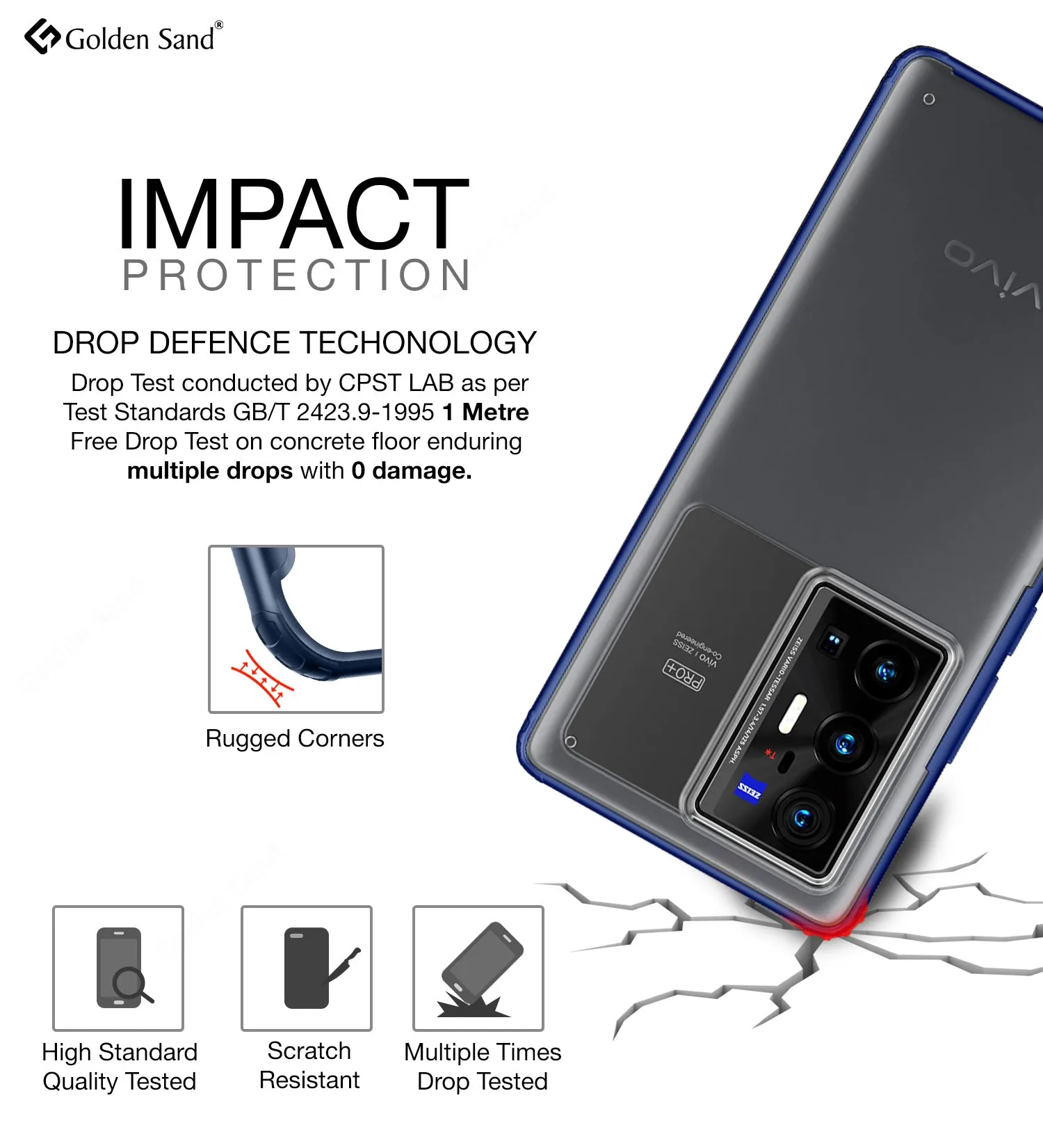 Rugged Frosted Semi Transparent PC Shock Proof Slim Back Cover for Vivo X70 Pro Plus, Vivo X70 Pro  [Not for Vivo X70 Pro], 6.78 inch, Blue