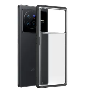 Rugged Frosted Semi Transparent PC Shock Proof Slim Back Cover for Vivo X80, 6.78 inch, Black