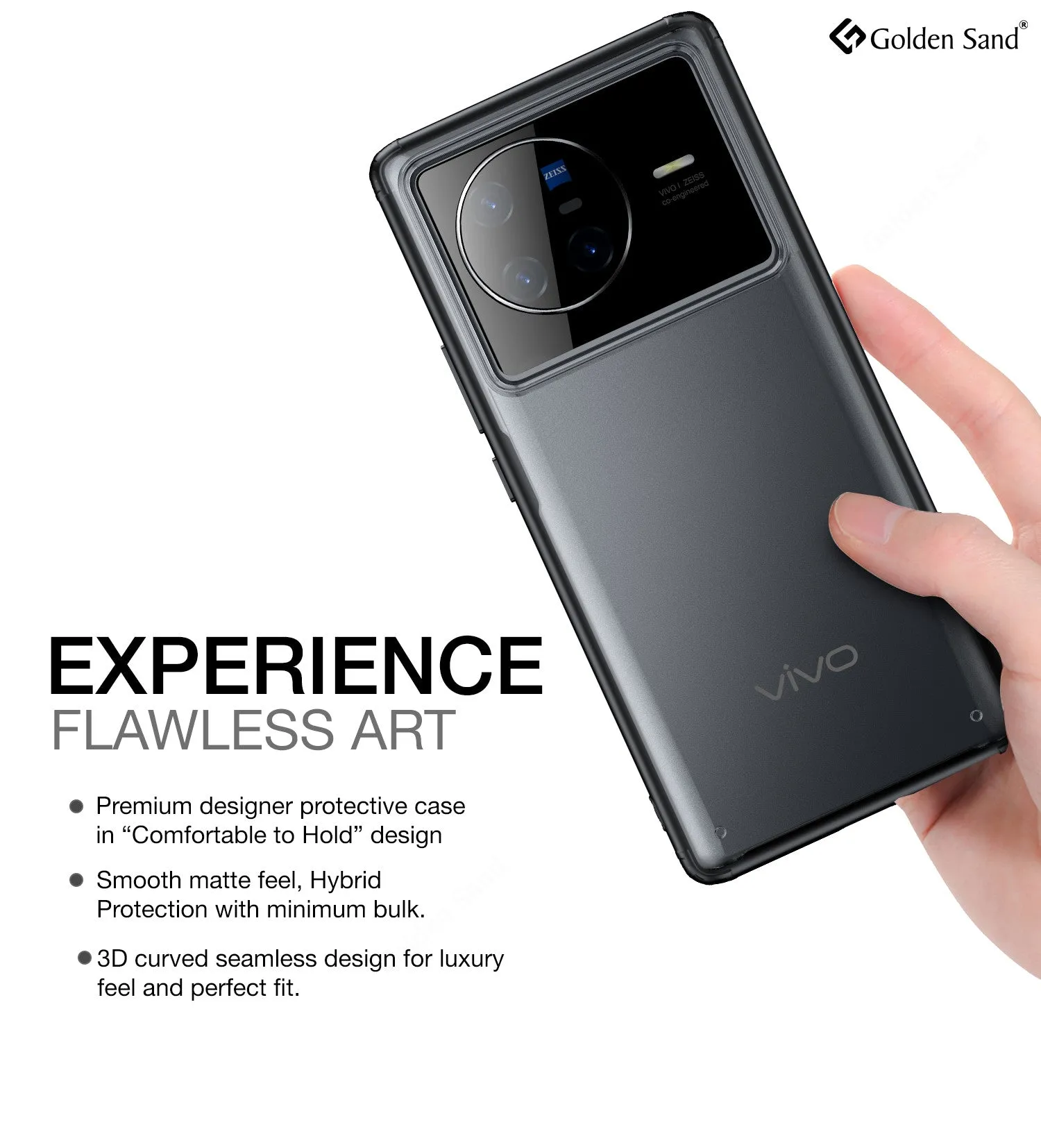 Rugged Frosted Semi Transparent PC Shock Proof Slim Back Cover for Vivo X80, 6.78 inch, Black