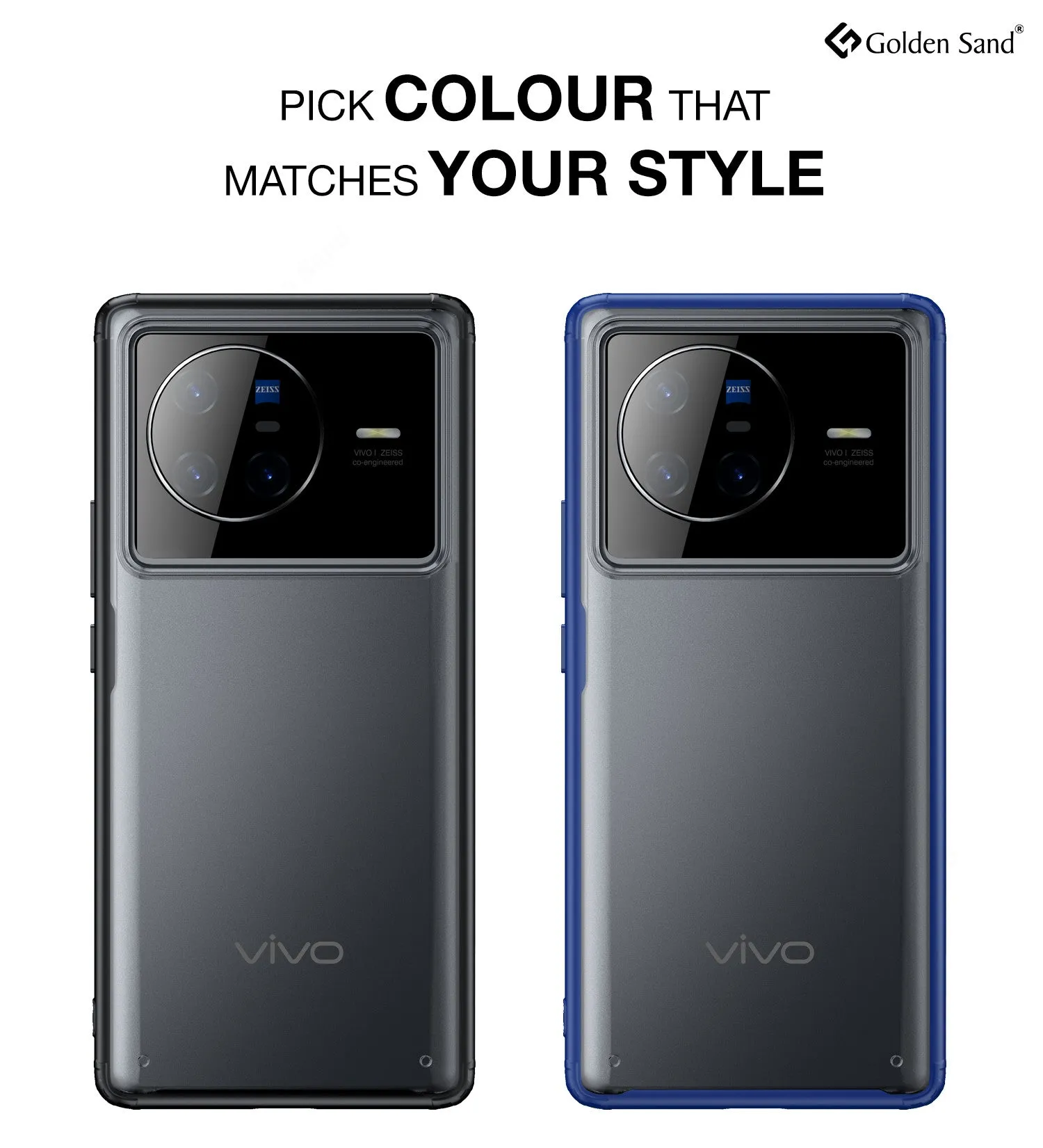 Rugged Frosted Semi Transparent PC Shock Proof Slim Back Cover for Vivo X80, 6.78 inch, Blue