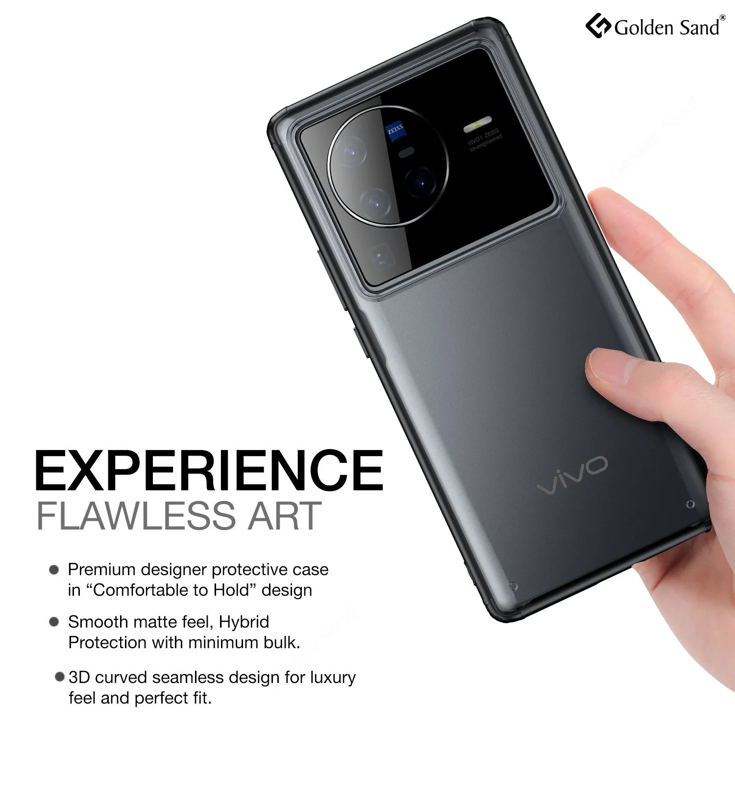 Rugged Frosted Semi Transparent PC Shock Proof Slim Back Cover for Vivo X80 Pro, 6.78 inch, Black