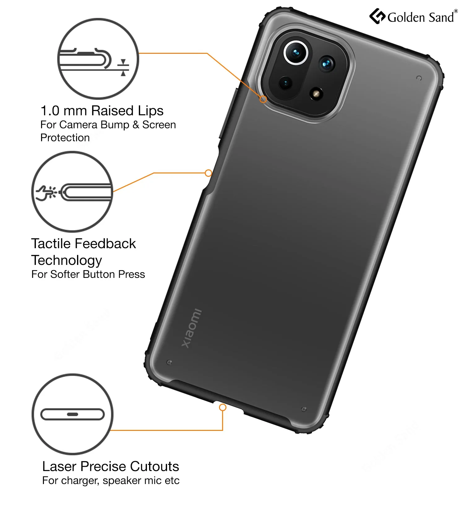 Rugged Frosted Semi Transparent PC Shock Proof Slim Back Cover for Xiaomi 11 Lite NE 5G, Xiaomi Mi 11 Lite, Xiaomi Mi 11 Lite 5G, 6.55 inch, Black