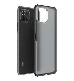 Rugged Frosted Semi Transparent PC Shock Proof Slim Back Cover for Xiaomi 11 Lite NE 5G, Xiaomi Mi 11 Lite, Xiaomi Mi 11 Lite 5G, 6.55 inch, Black
