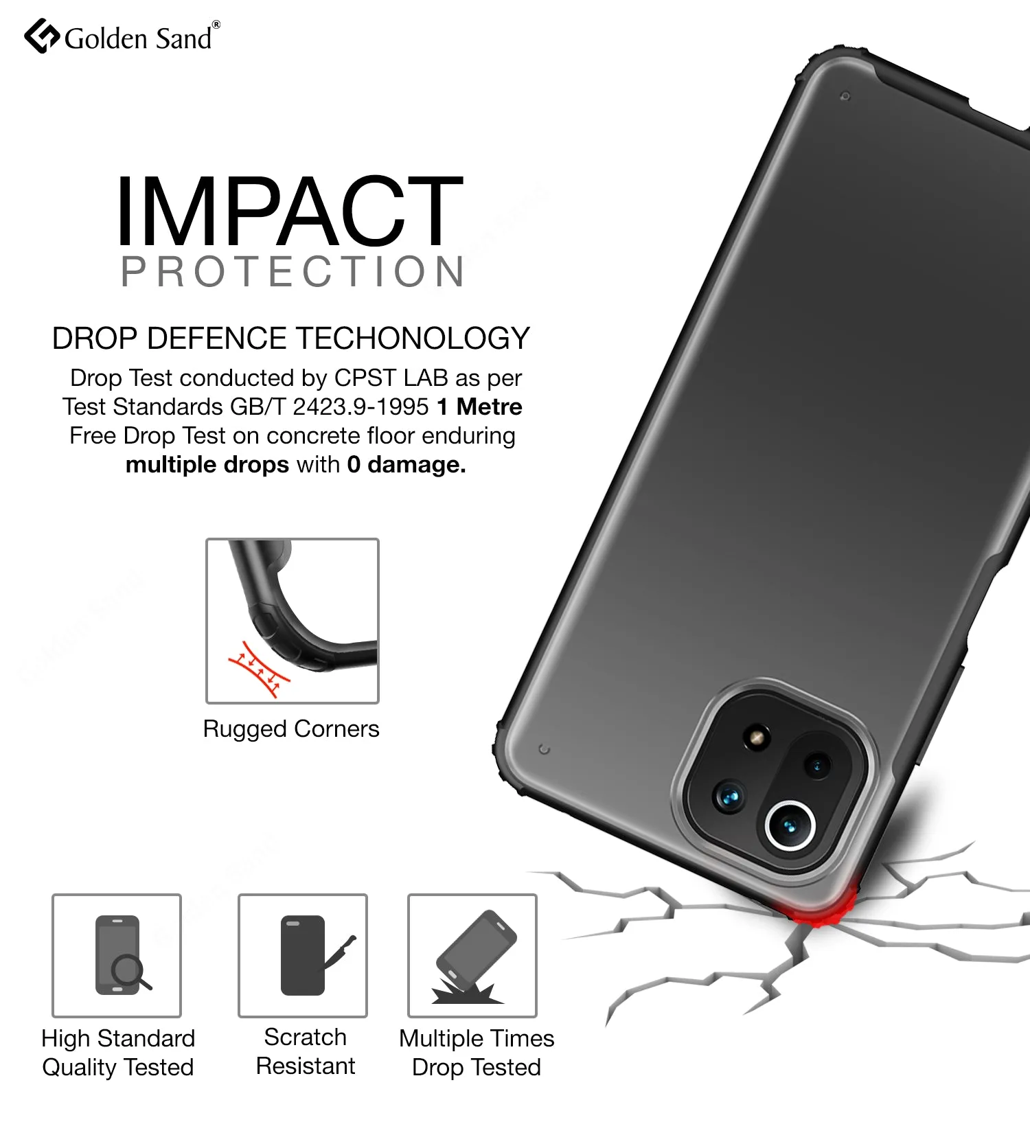 Rugged Frosted Semi Transparent PC Shock Proof Slim Back Cover for Xiaomi 11 Lite NE 5G, Xiaomi Mi 11 Lite, Xiaomi Mi 11 Lite 5G, 6.55 inch, Black