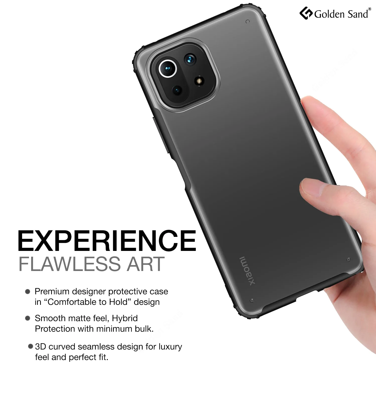 Rugged Frosted Semi Transparent PC Shock Proof Slim Back Cover for Xiaomi 11 Lite NE 5G, Xiaomi Mi 11 Lite, Xiaomi Mi 11 Lite 5G, 6.55 inch, Black