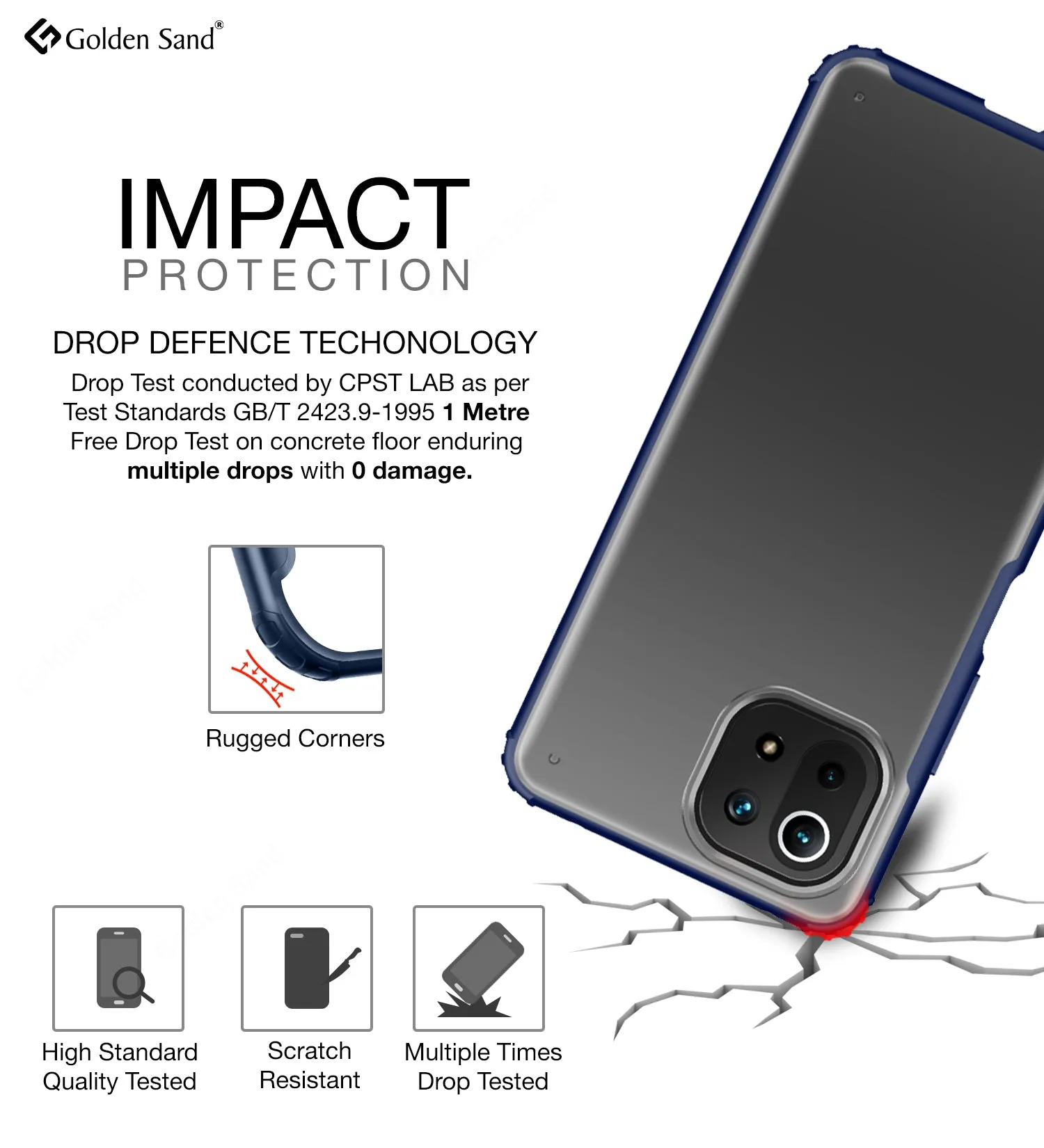 Rugged Frosted Semi Transparent PC Shock Proof Slim Back Cover for Xiaomi 11 Lite NE 5G, Xiaomi Mi 11 Lite, Xiaomi Mi 11 Lite 5G, 6.55 inch, Blue