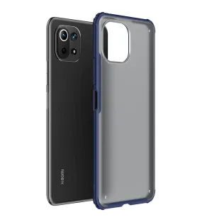 Rugged Frosted Semi Transparent PC Shock Proof Slim Back Cover for Xiaomi 11 Lite NE 5G, Xiaomi Mi 11 Lite, Xiaomi Mi 11 Lite 5G, 6.55 inch, Blue