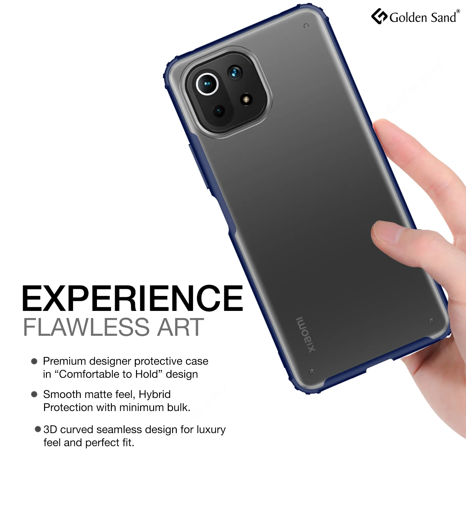 Rugged Frosted Semi Transparent PC Shock Proof Slim Back Cover for Xiaomi 11 Lite NE 5G, Xiaomi Mi 11 Lite, Xiaomi Mi 11 Lite 5G, 6.55 inch, Blue
