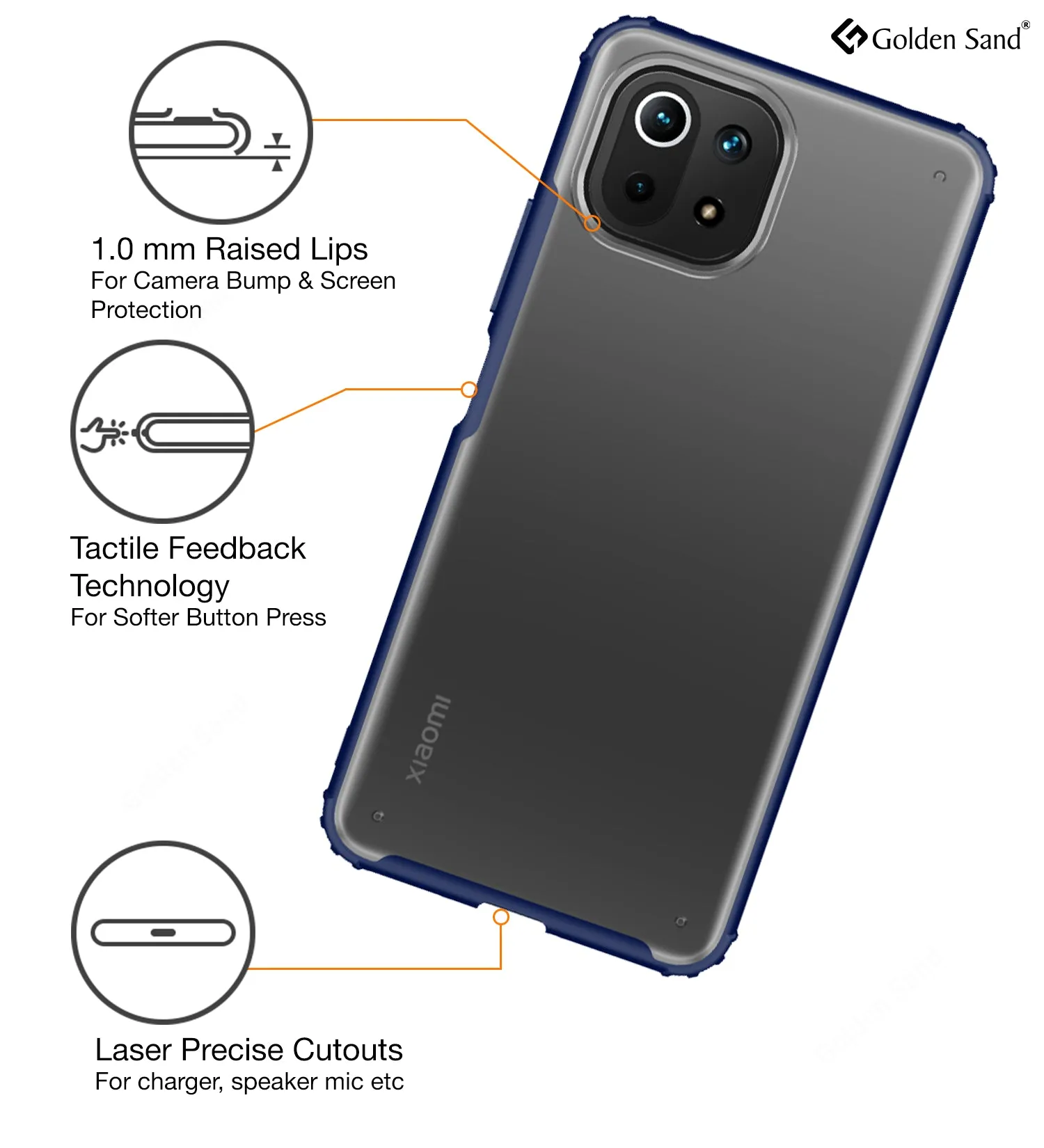 Rugged Frosted Semi Transparent PC Shock Proof Slim Back Cover for Xiaomi 11 Lite NE 5G, Xiaomi Mi 11 Lite, Xiaomi Mi 11 Lite 5G, 6.55 inch, Blue