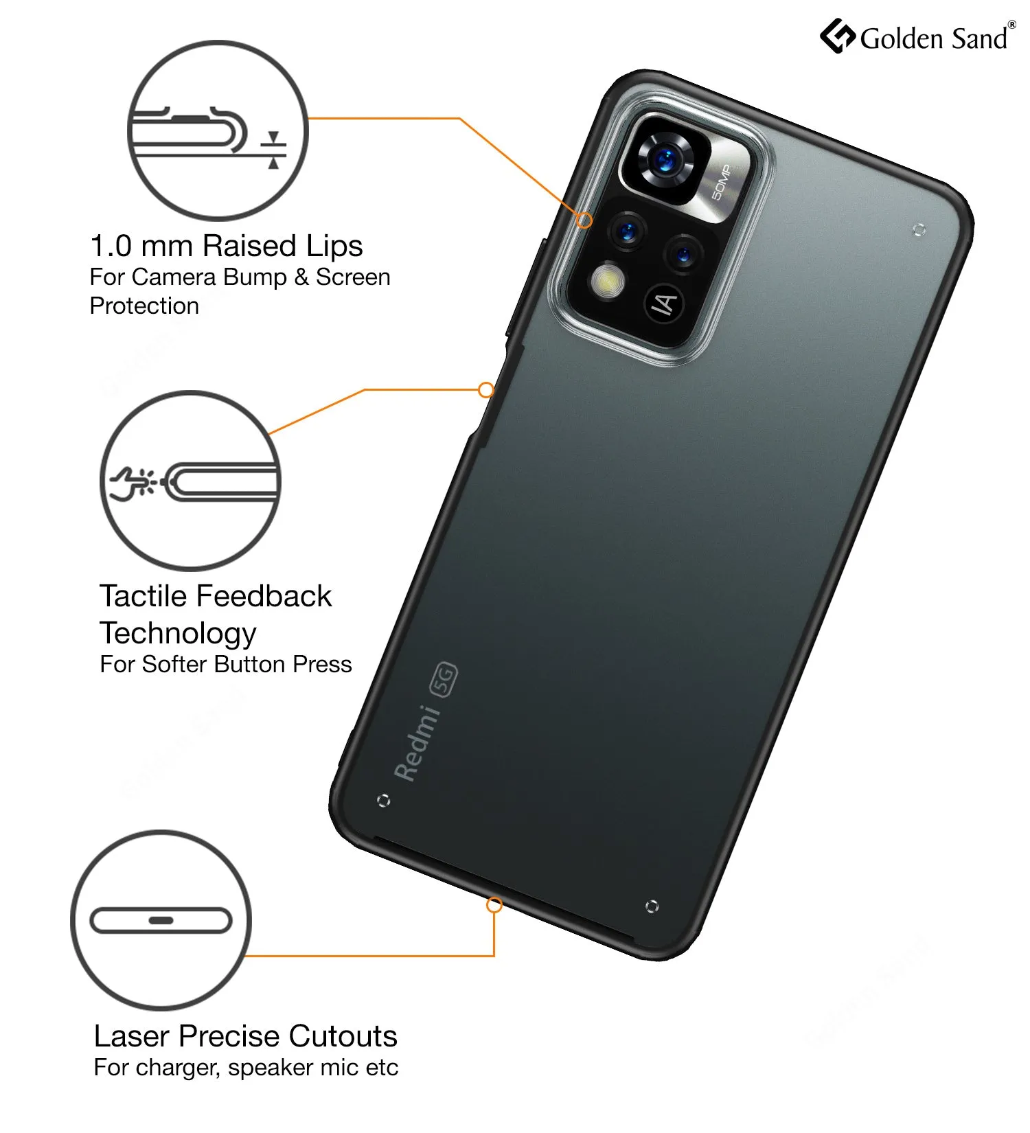 Rugged Frosted Semi Transparent PC Shock Proof Slim Back Cover for Xiaomi 11i, Xiaomi 11i HyperCharge 5G, 6.67 inch, Mysterious Black