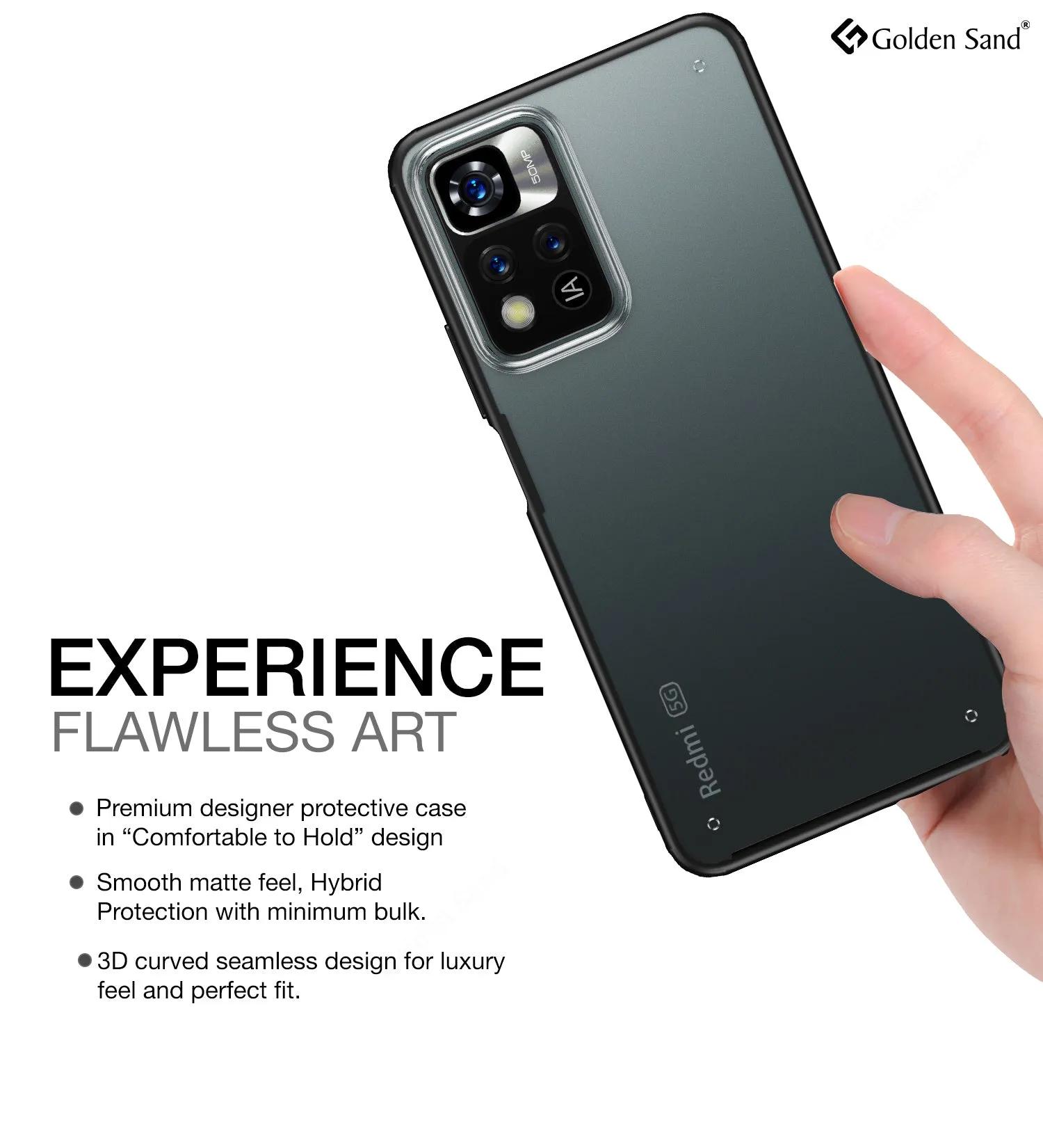 Rugged Frosted Semi Transparent PC Shock Proof Slim Back Cover for Xiaomi 11i, Xiaomi 11i HyperCharge 5G, 6.67 inch, Mysterious Black