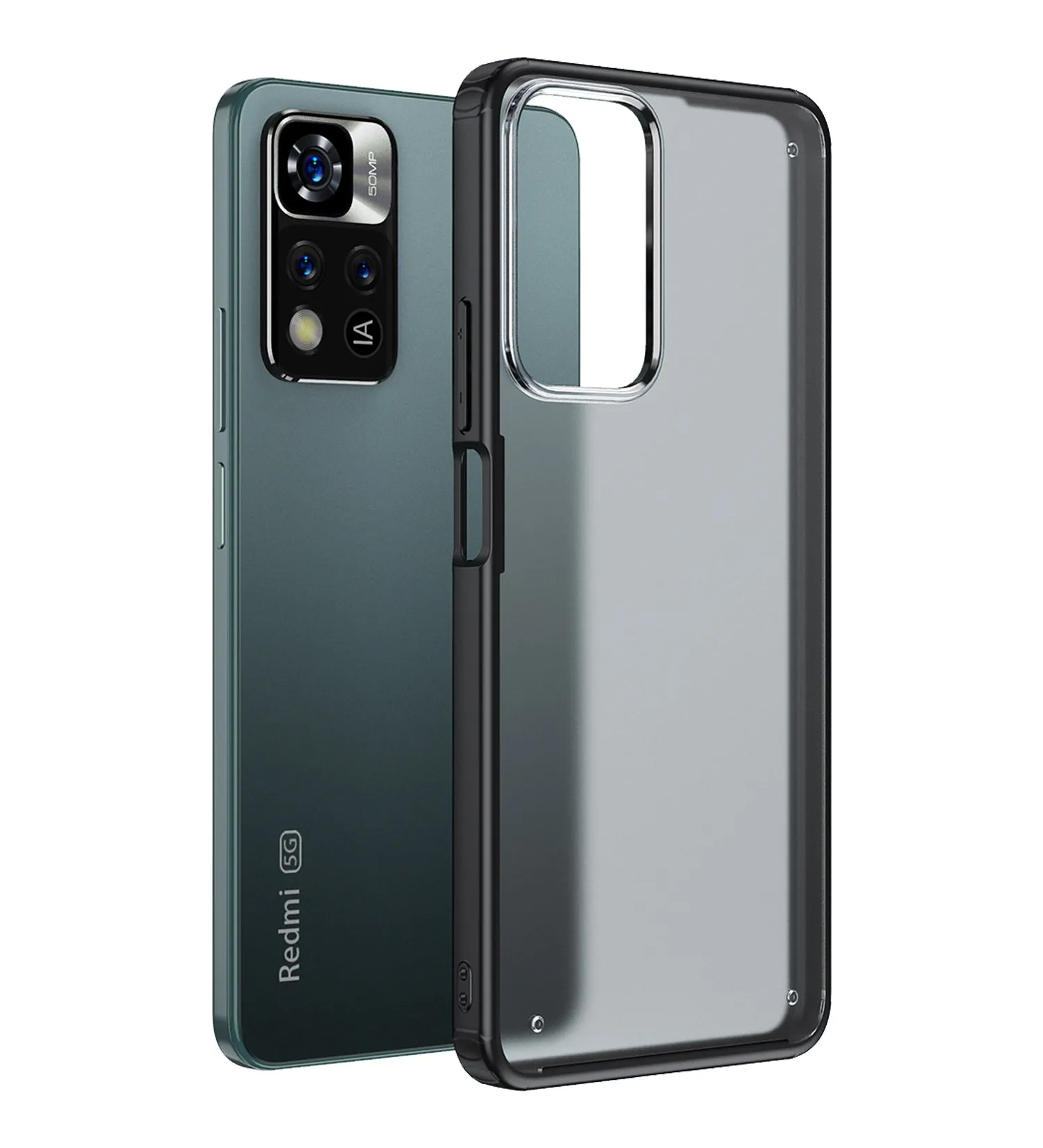 Rugged Frosted Semi Transparent PC Shock Proof Slim Back Cover for Xiaomi 11i, Xiaomi 11i HyperCharge 5G, 6.67 inch, Mysterious Black