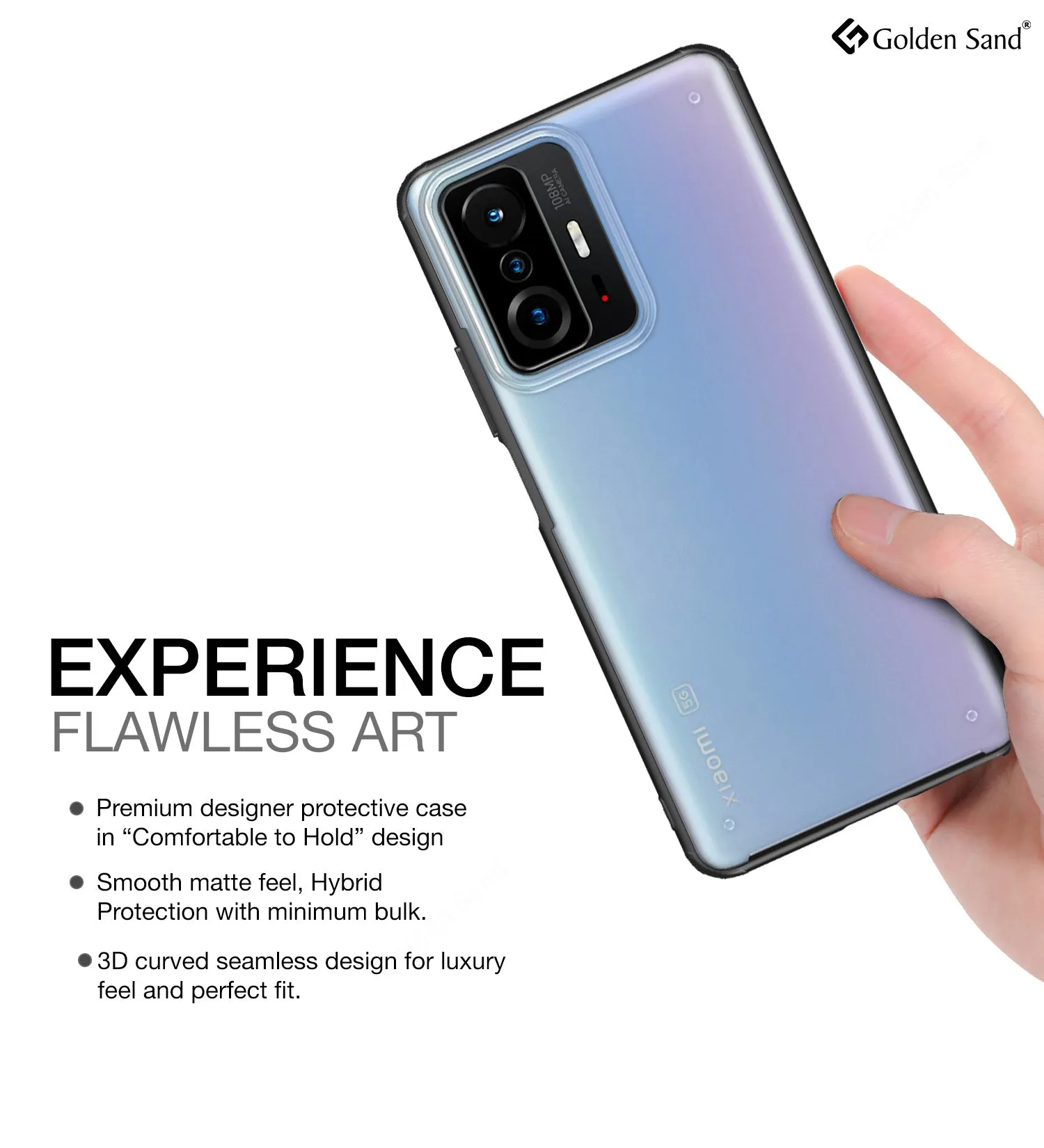 Rugged Frosted Semi Transparent PC Shock Proof Slim Back Cover for Xiaomi Mi 11T 5G, Xiaomi 11T Pro 5G, 6.67 inch, Black