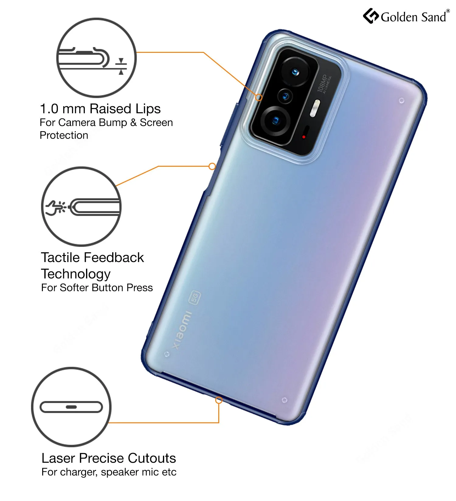 Rugged Frosted Semi Transparent PC Shock Proof Slim Back Cover for Xiaomi Mi 11T 5G, Xiaomi 11T Pro 5G, 6.67 inch, Blue