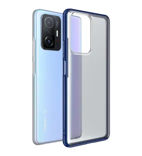 Rugged Frosted Semi Transparent PC Shock Proof Slim Back Cover for Xiaomi Mi 11T 5G, Xiaomi 11T Pro 5G, 6.67 inch, Blue