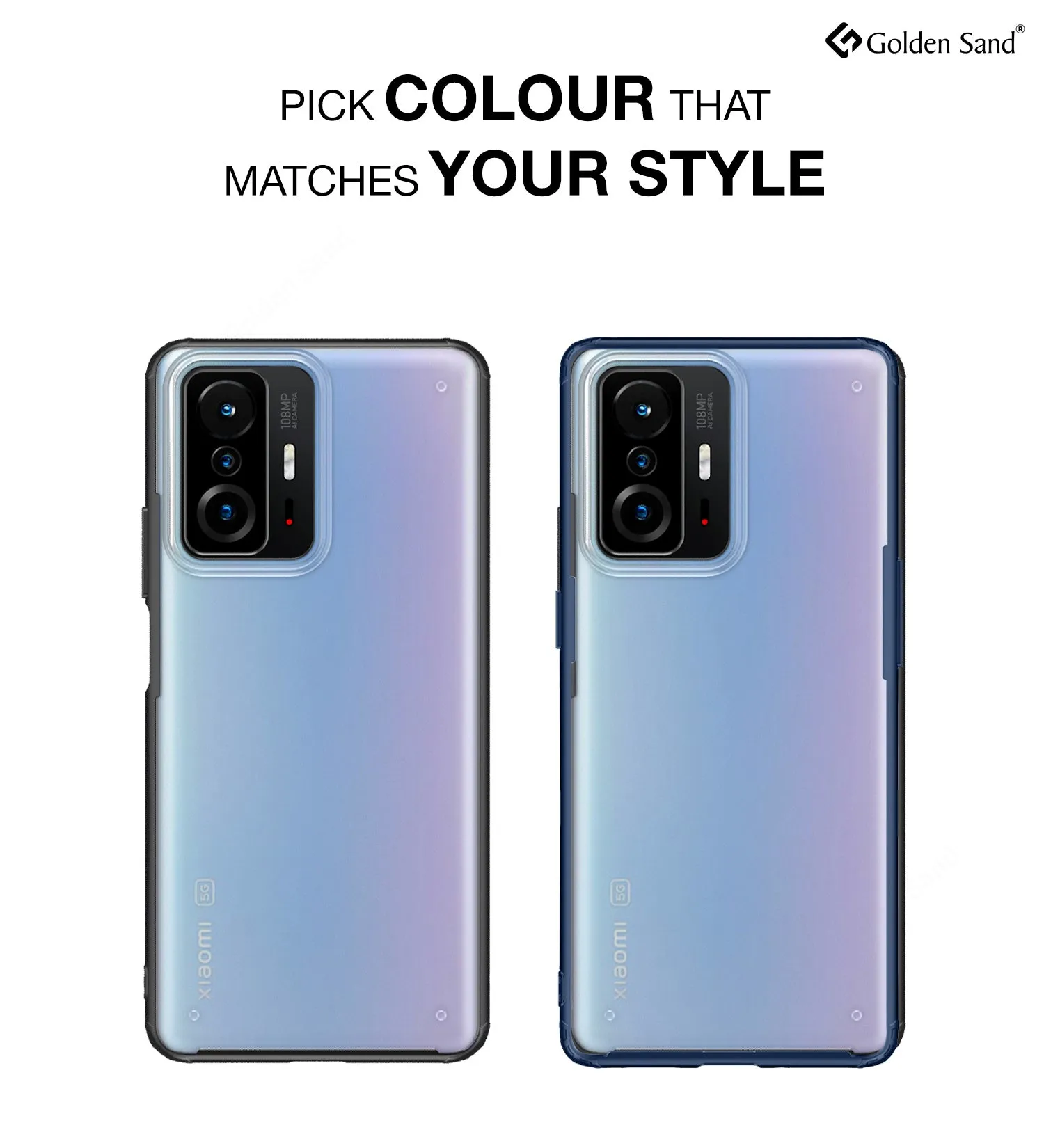 Rugged Frosted Semi Transparent PC Shock Proof Slim Back Cover for Xiaomi Mi 11T 5G, Xiaomi 11T Pro 5G, 6.67 inch, Blue