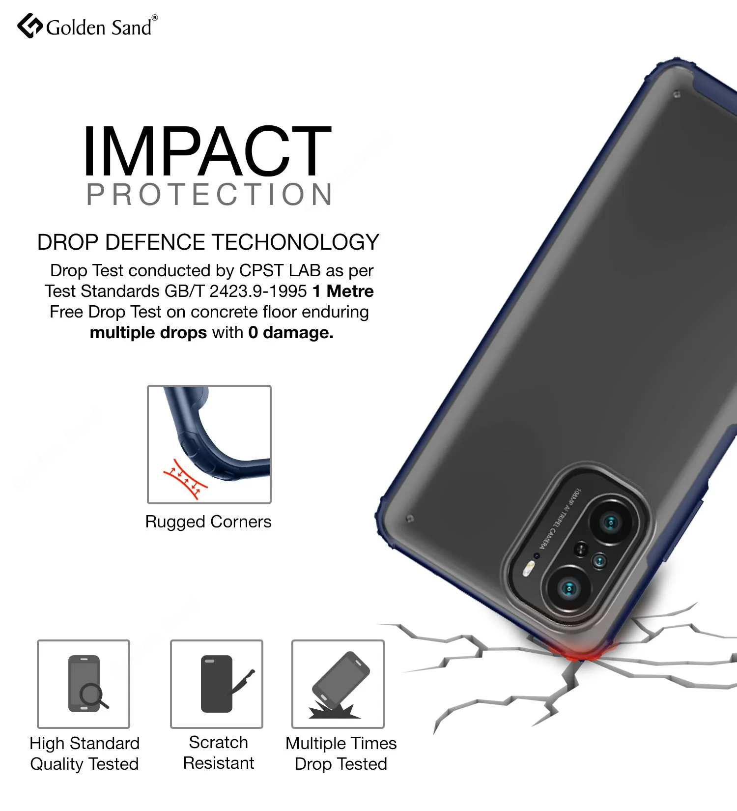 Rugged Frosted Semi Transparent PC Shock Proof Slim Back Cover for Xiaomi Mi 11X 5G, Xiaomi Mi 11X Pro 5G, 6.67 inch, Blue