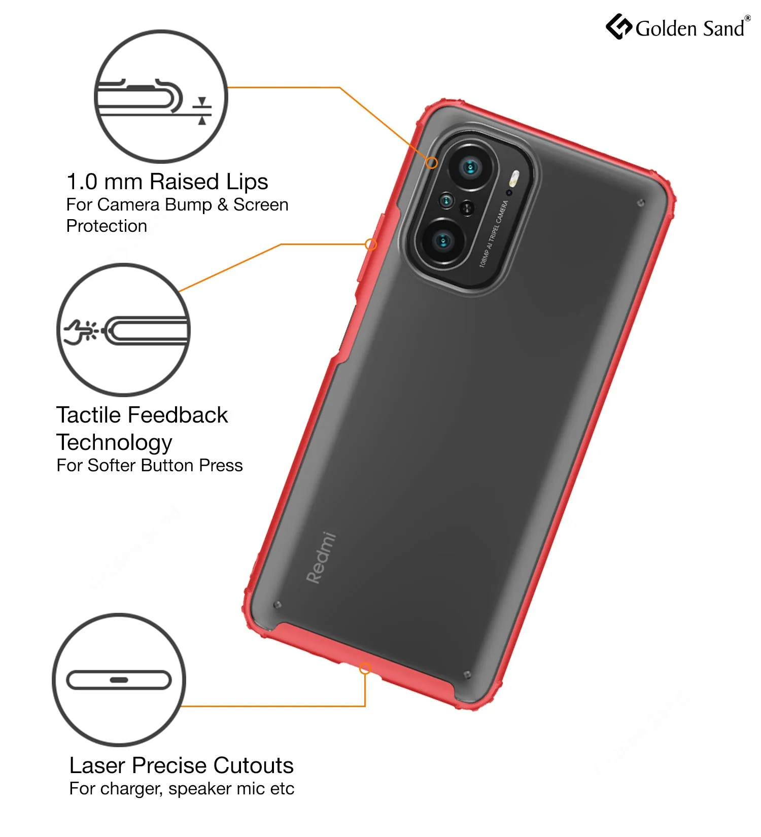 Rugged Frosted Semi Transparent PC Shock Proof Slim Back Cover for Xiaomi Mi 11X 5G, Xiaomi Mi 11X Pro 5G, 6.67 inch, Red