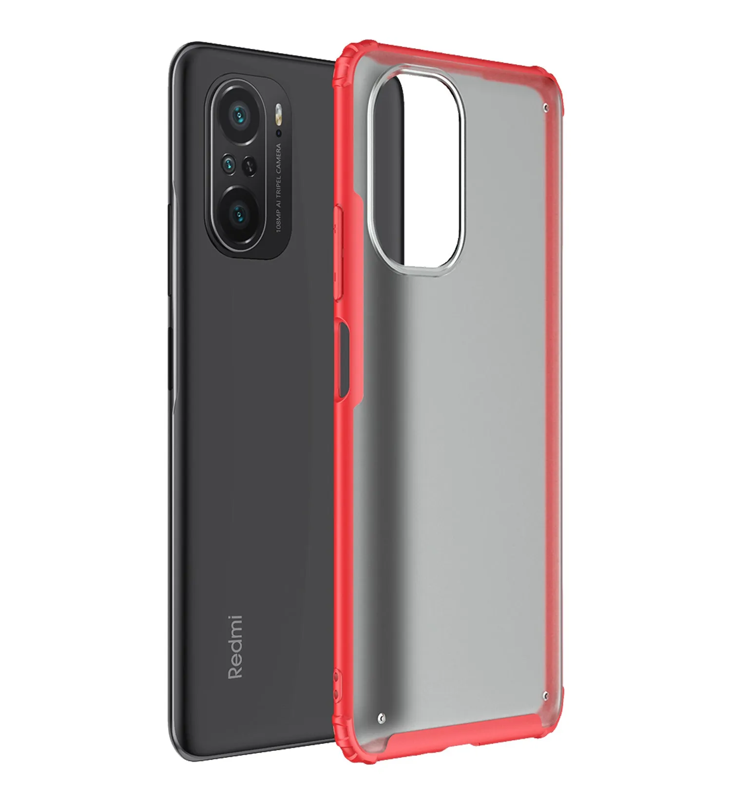 Rugged Frosted Semi Transparent PC Shock Proof Slim Back Cover for Xiaomi Mi 11X 5G, Xiaomi Mi 11X Pro 5G, 6.67 inch, Red