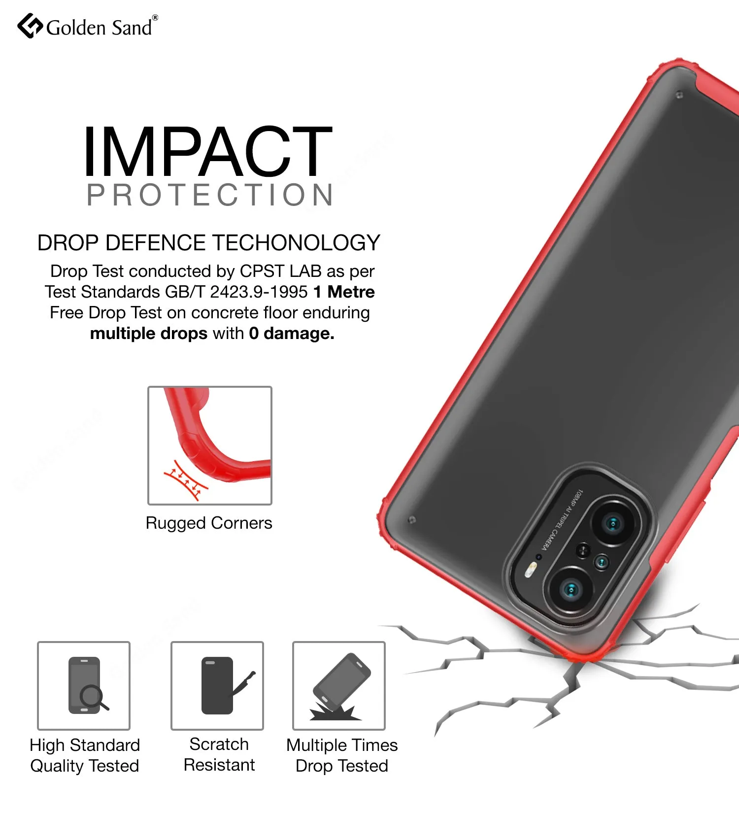 Rugged Frosted Semi Transparent PC Shock Proof Slim Back Cover for Xiaomi Mi 11X 5G, Xiaomi Mi 11X Pro 5G, 6.67 inch, Red
