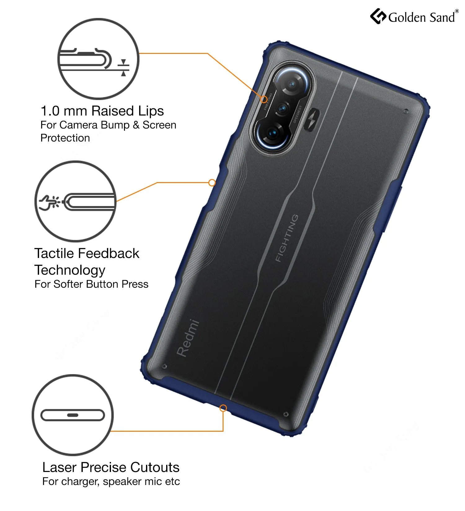 Rugged Frosted Semi Transparent PC Shock Proof Slim Back Cover for Xiaomi Poco F3 GT, 6.67 inch, Blue