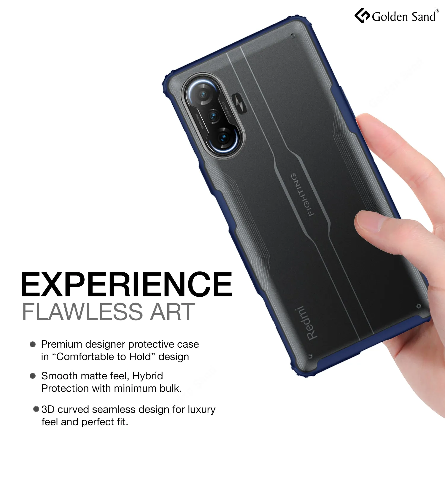 Rugged Frosted Semi Transparent PC Shock Proof Slim Back Cover for Xiaomi Poco F3 GT, 6.67 inch, Blue
