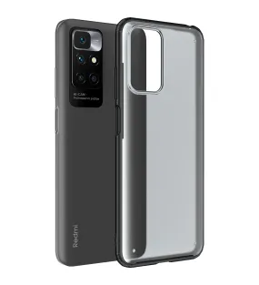 Rugged Frosted Semi Transparent PC Shock Proof Slim Back Cover for Xiaomi Redmi 10 Prime, 6.5 inch, Black